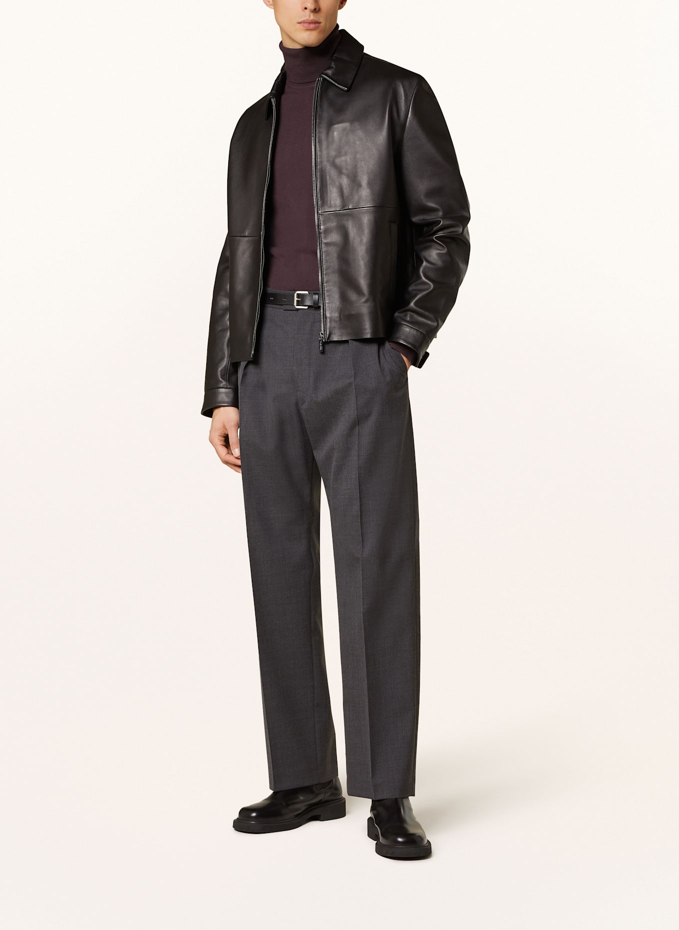 REISS Rollkragenpullover CAINE aus Merinowolle: DUNKELROT