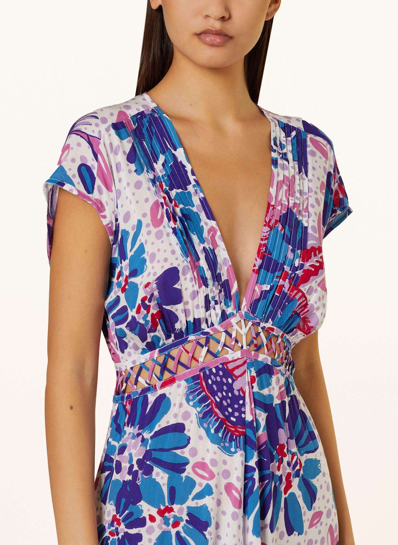 Poupette St Barth Strandkleid CECILE: BLAU / DUNKELLILA / ROSÉ