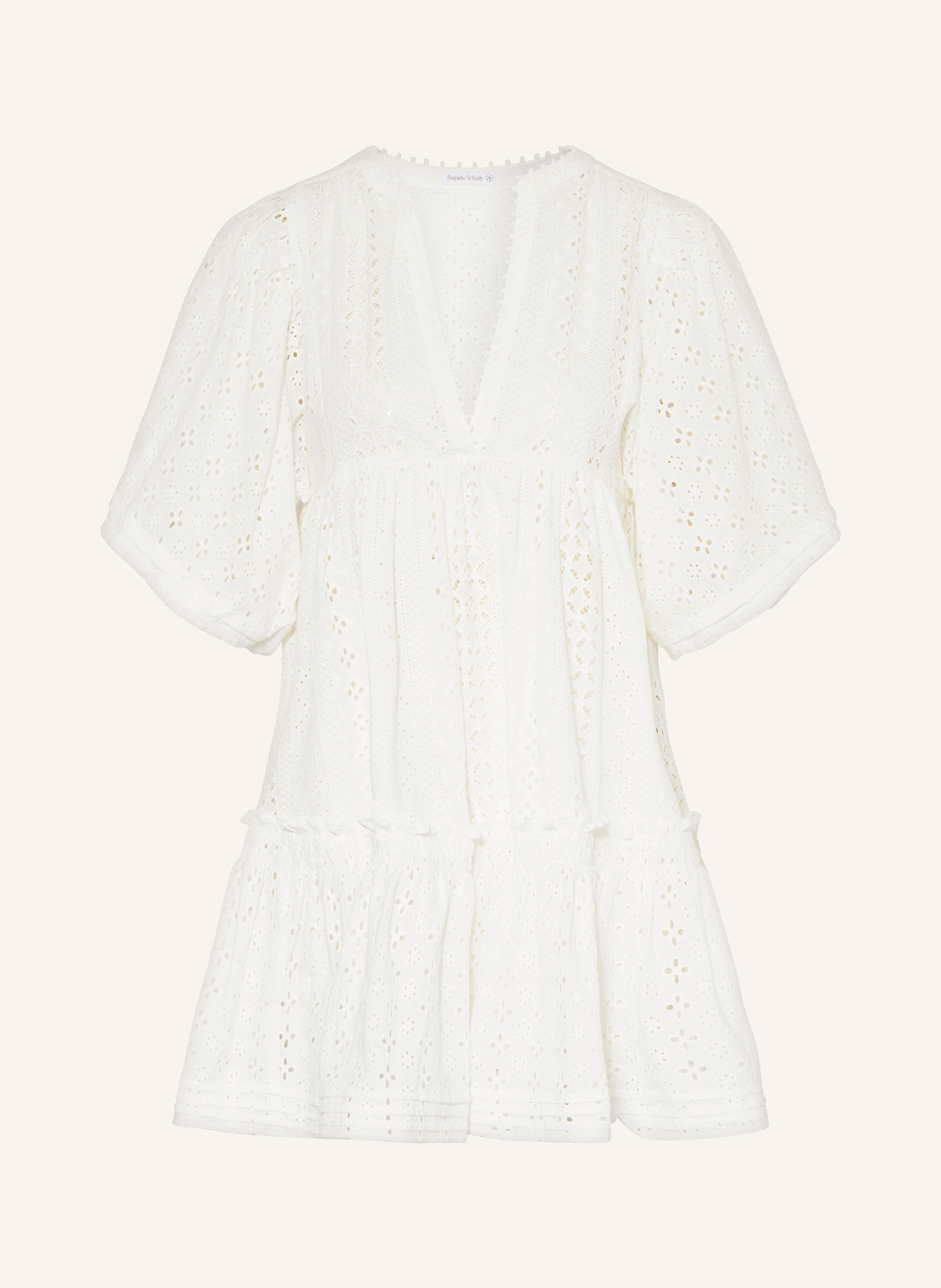 Poupette St Barth Strandkleid ARIA mit Schmuckperlen: WEISS