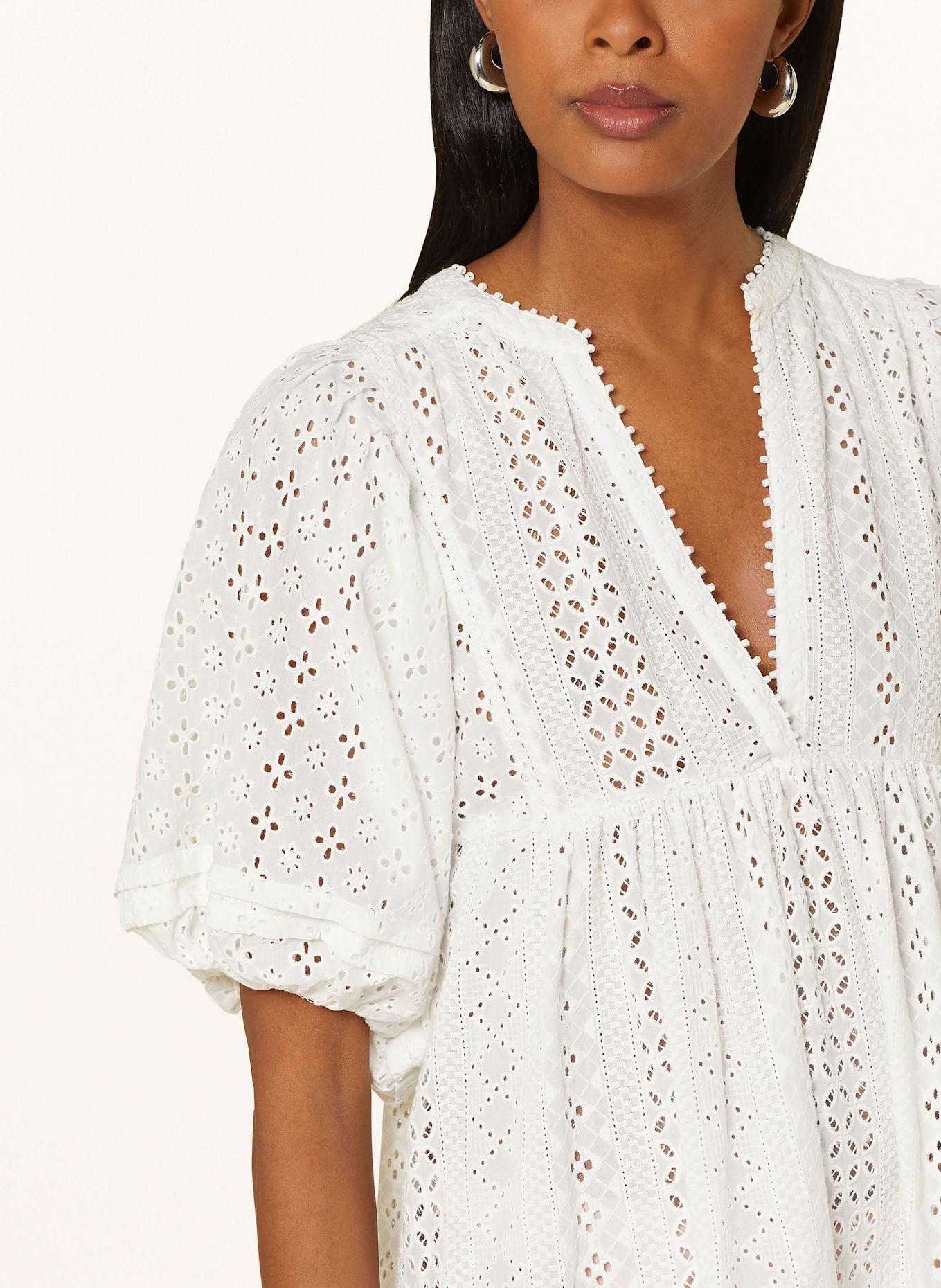 Poupette St Barth Strandkleid ARIA mit Schmuckperlen: WEISS