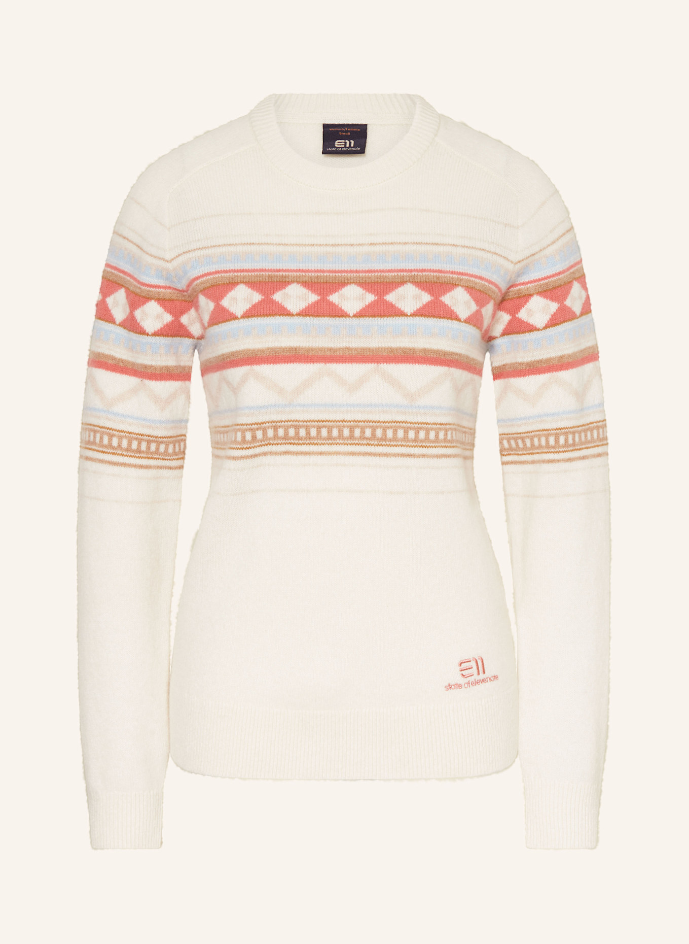 state of elevenate Pullover FIONNAY: ECRU/ HELLROT/ BRAUN