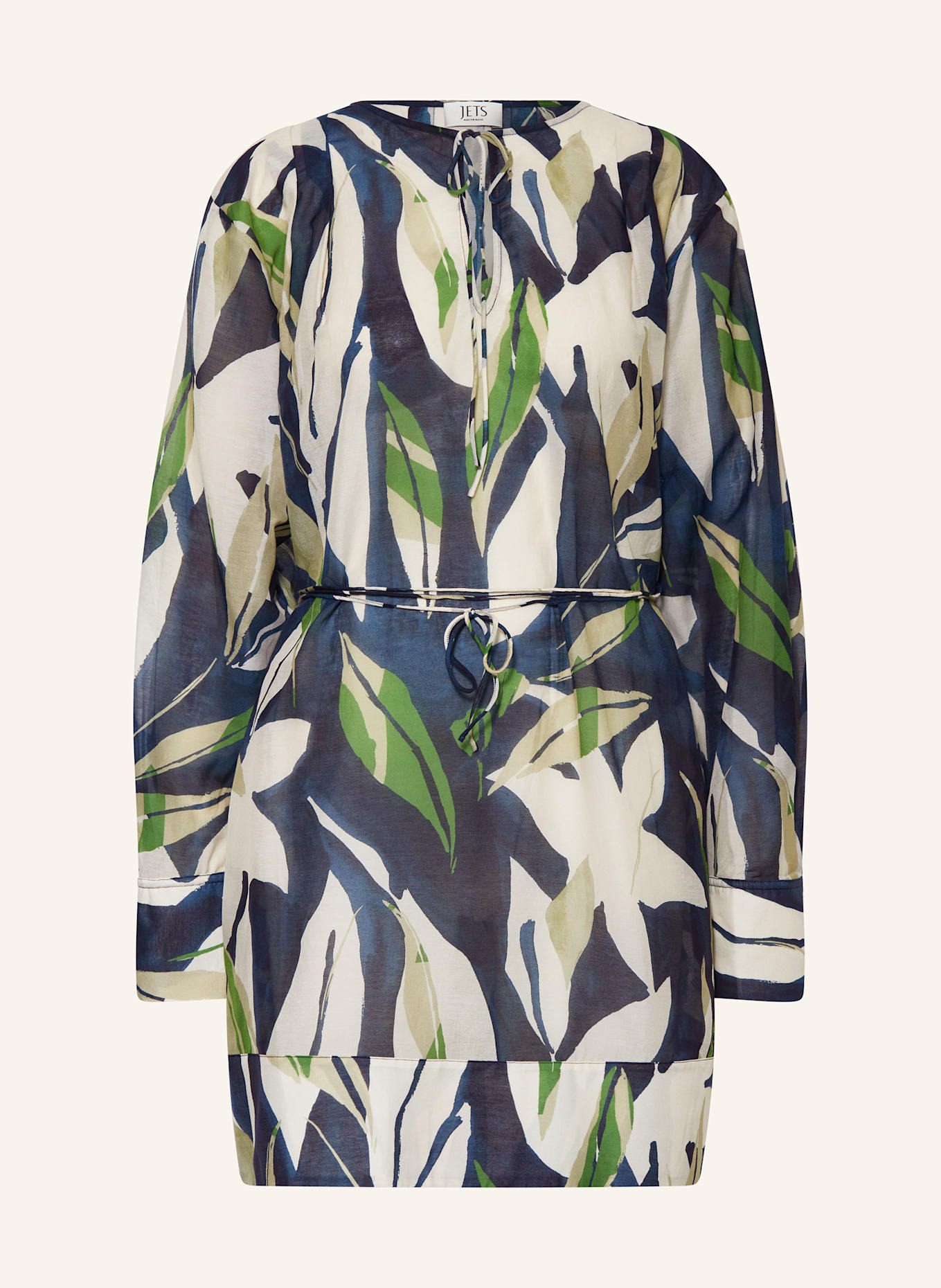 JETS Australia FAUNA tunic with silk: BLUE / BEIGE / GREEN