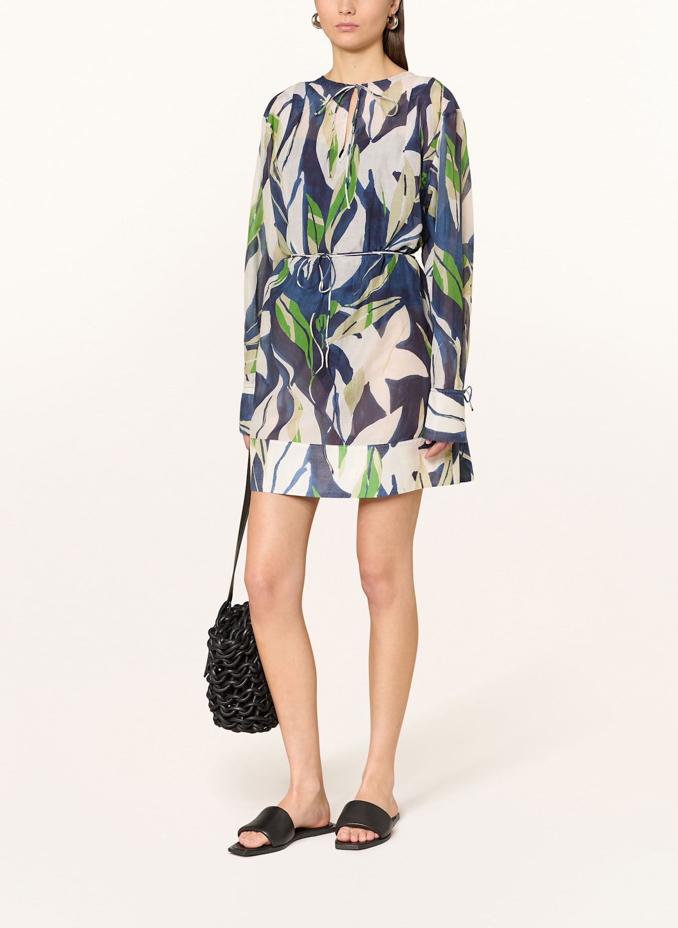 JETS Australia FAUNA tunic with silk: BLUE / BEIGE / GREEN