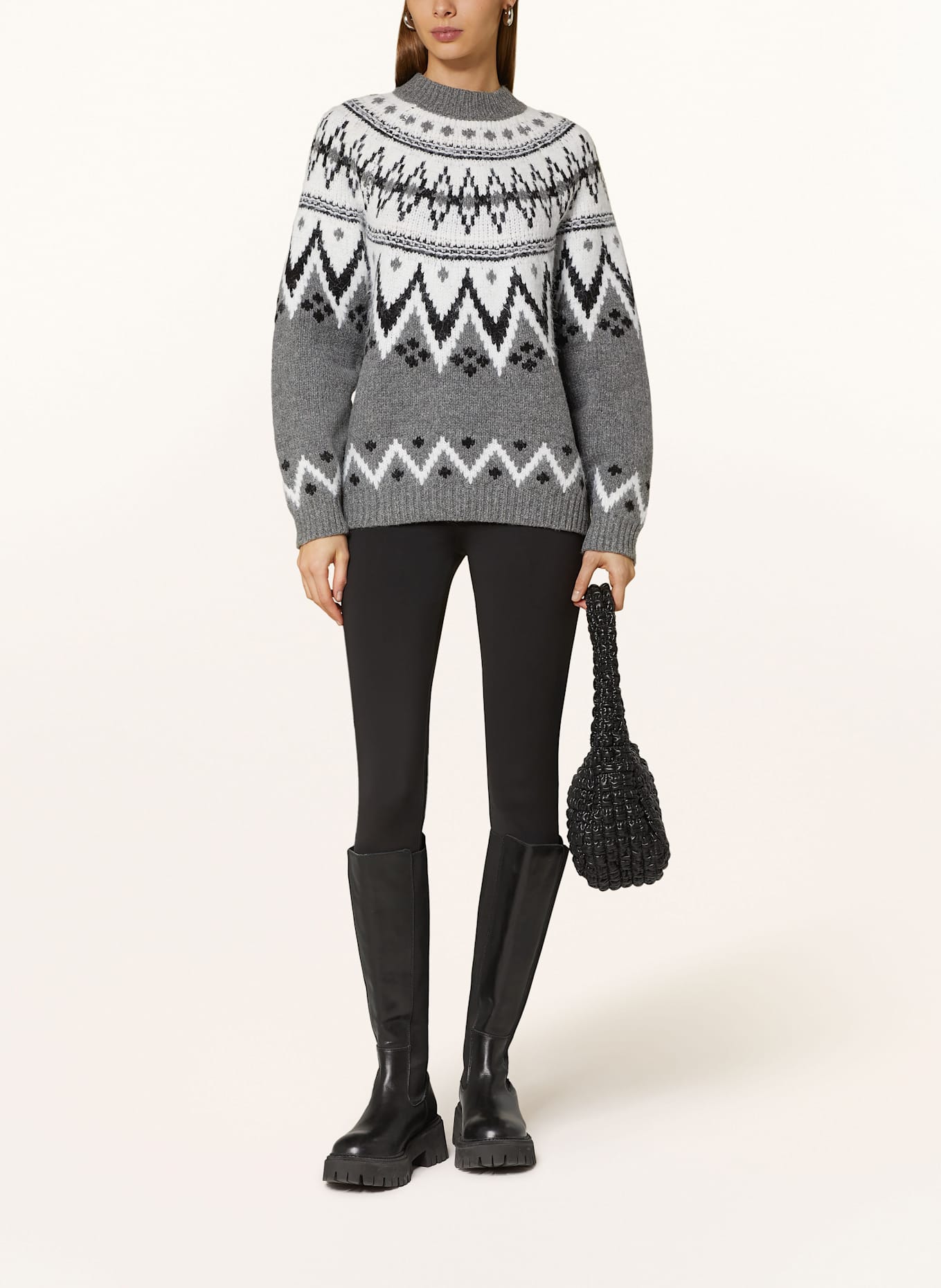 LeGer BY LENA GERCKE Sweter FLAVIA: SZARY / BIAŁY / CZARNY