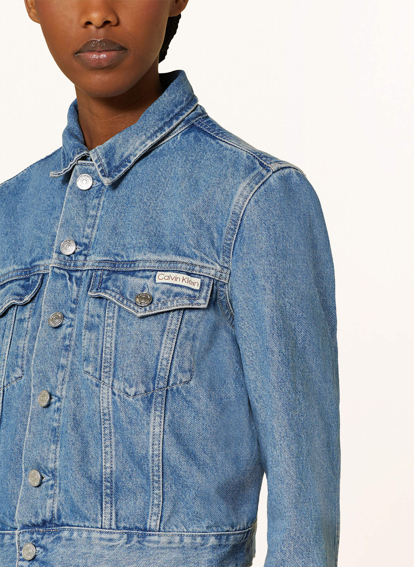 Calvin Klein Jeans Cropped denim jacket in dark blue