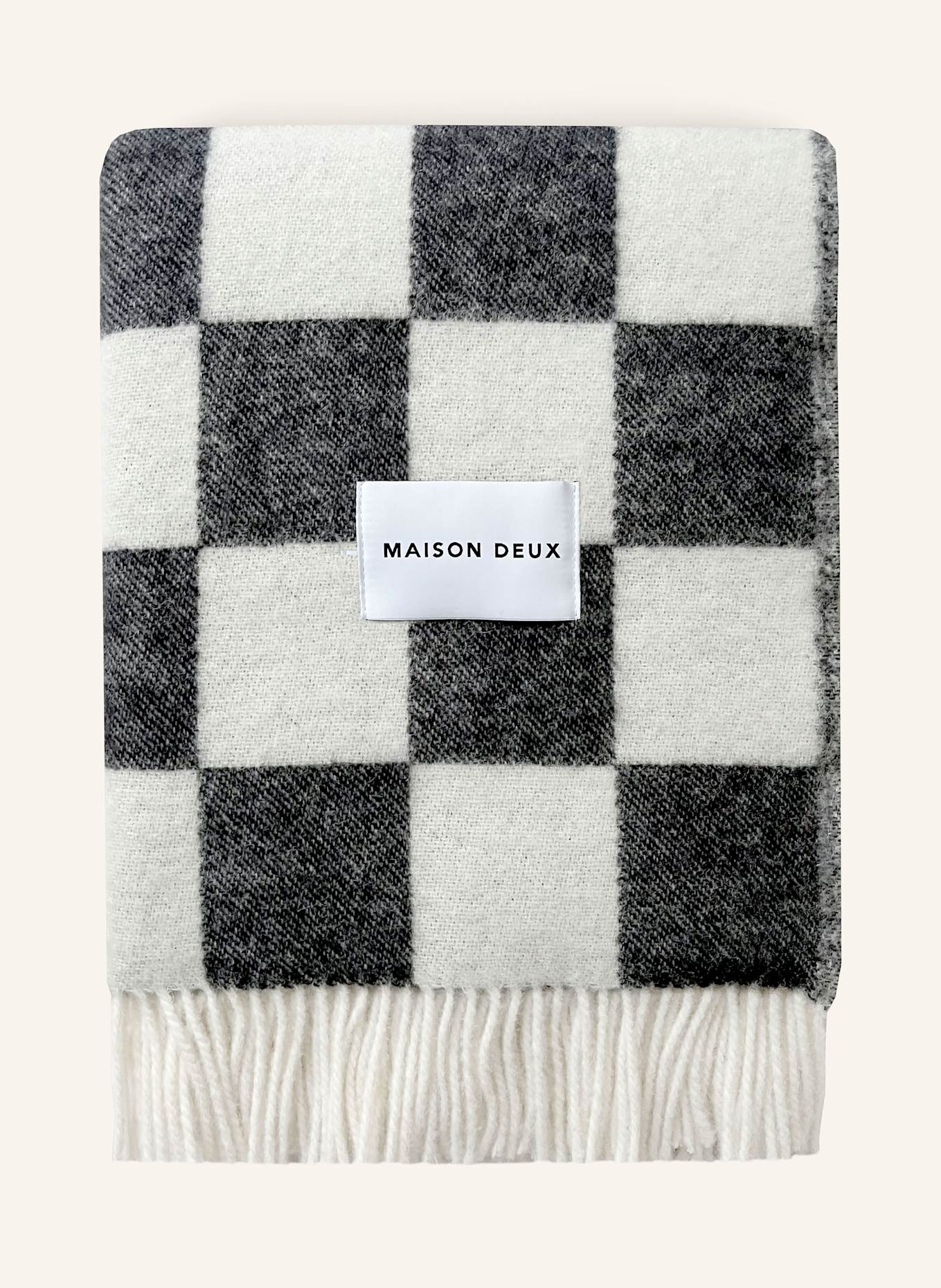 MAISON DEUX Plaid CHECKERBOARD: NOIR / ÉCRU