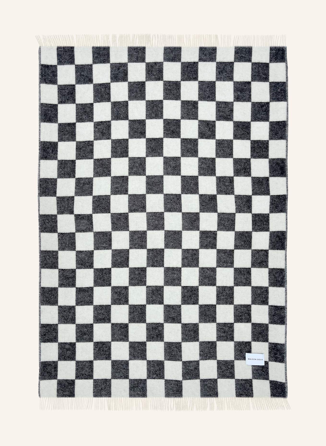 MAISON DEUX Plaid CHECKERBOARD: NOIR / ÉCRU