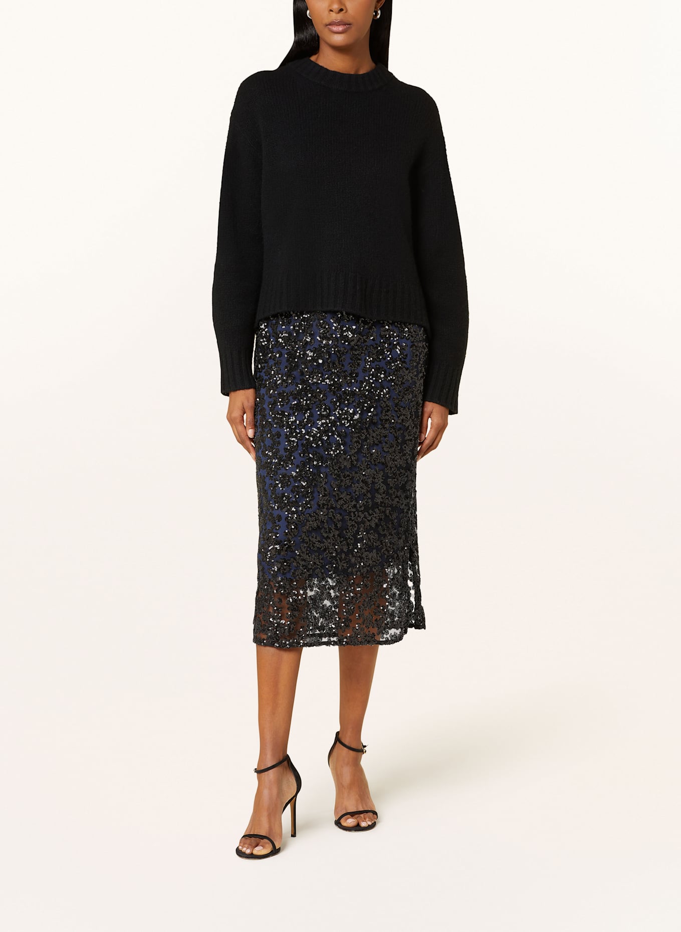 Whistles black sequin skirt top