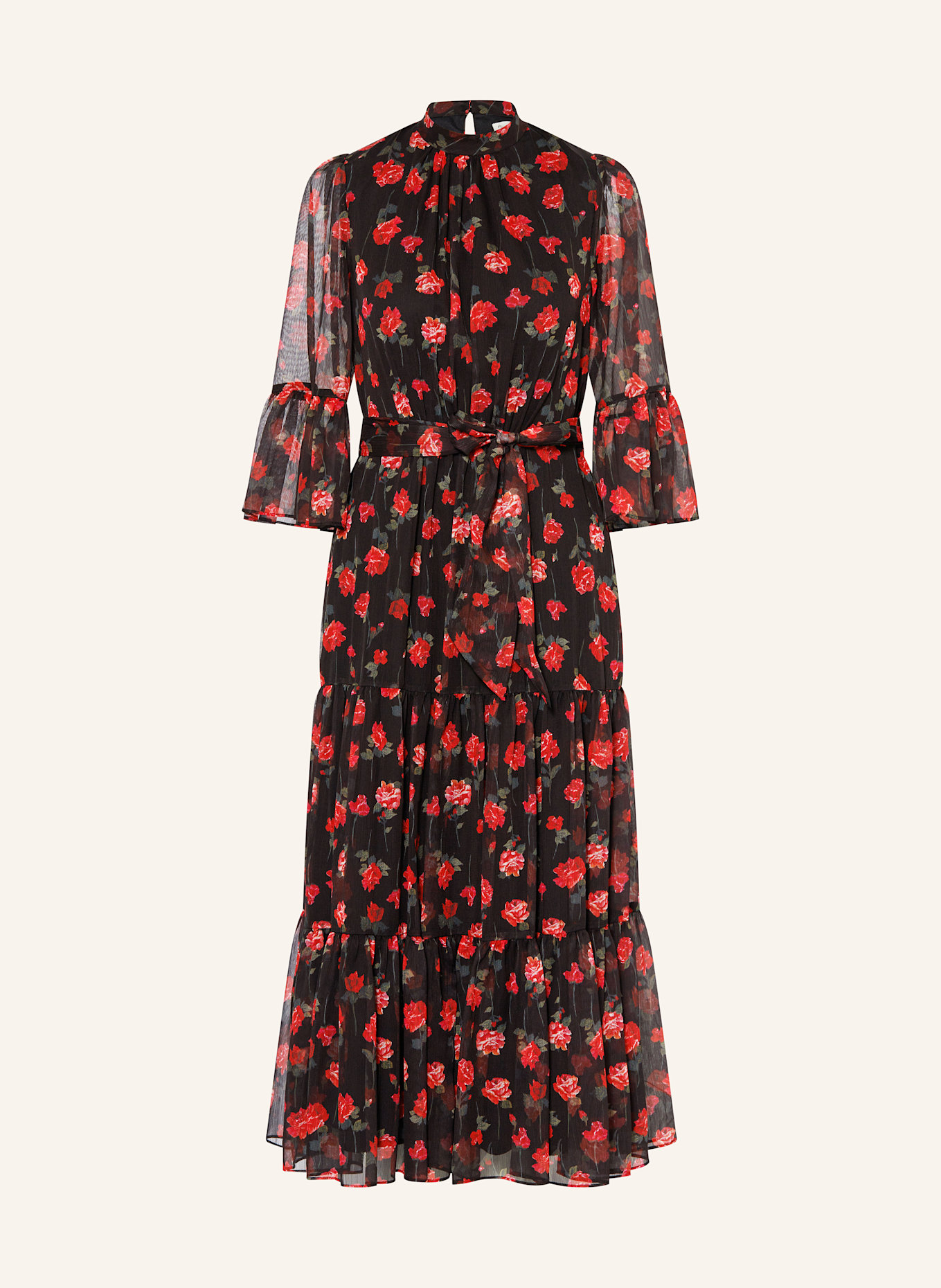 Phase Eight Kleid LELA mit 3/4-Arm und Rüschen: SCHWARZ / ROT / GRÜN