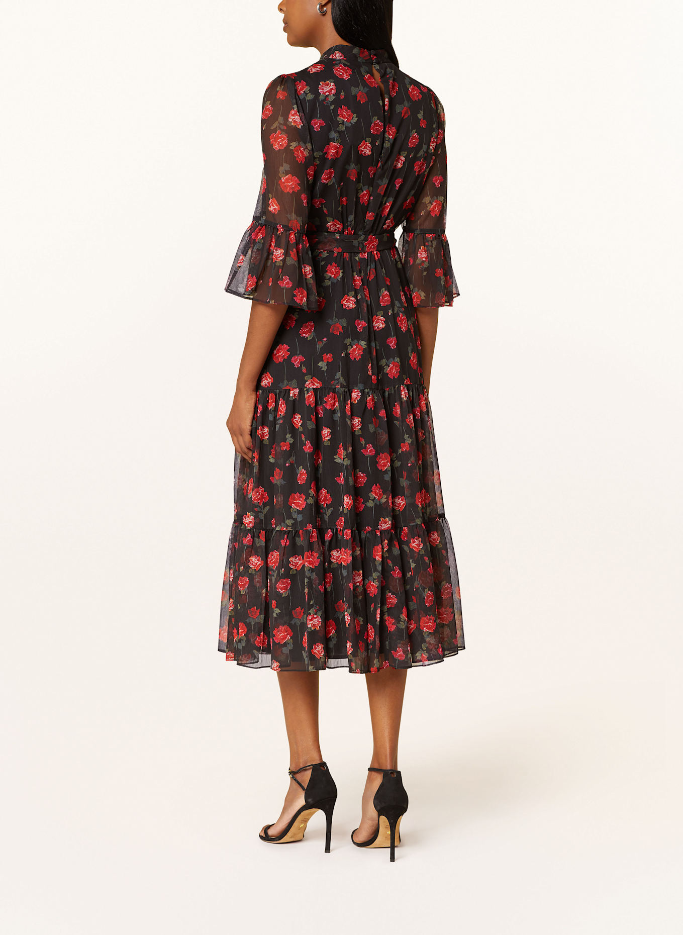 Phase Eight Kleid LELA mit 3/4-Arm und Rüschen: SCHWARZ / ROT / GRÜN