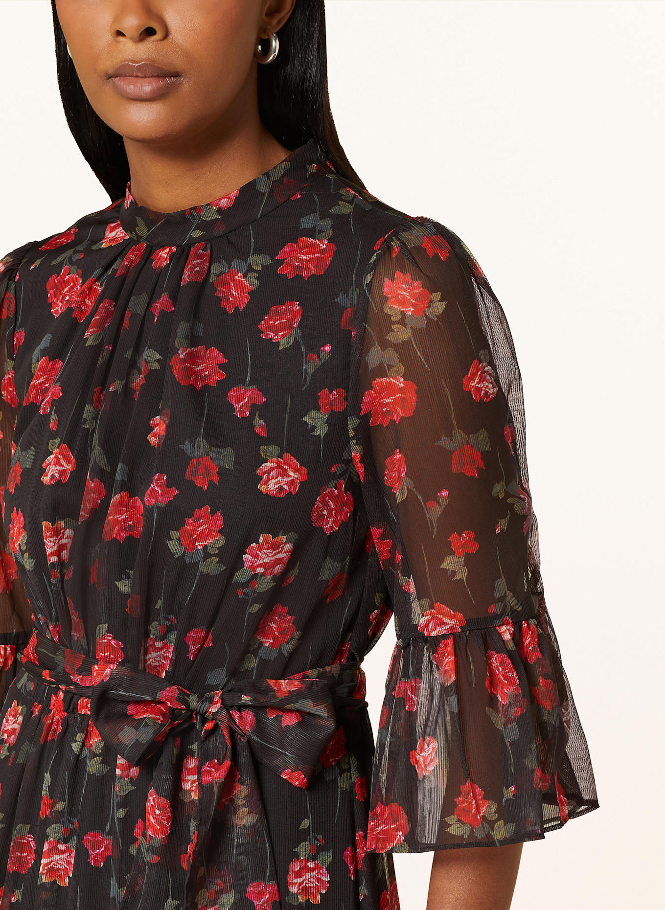 Phase Eight Kleid LELA mit 3/4-Arm und Rüschen: SCHWARZ / ROT / GRÜN