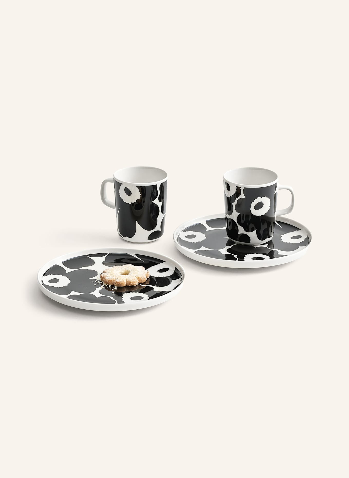 marimekko 6er-Set Henkelbecher OIVA/UNIKKO: SCHWARZ