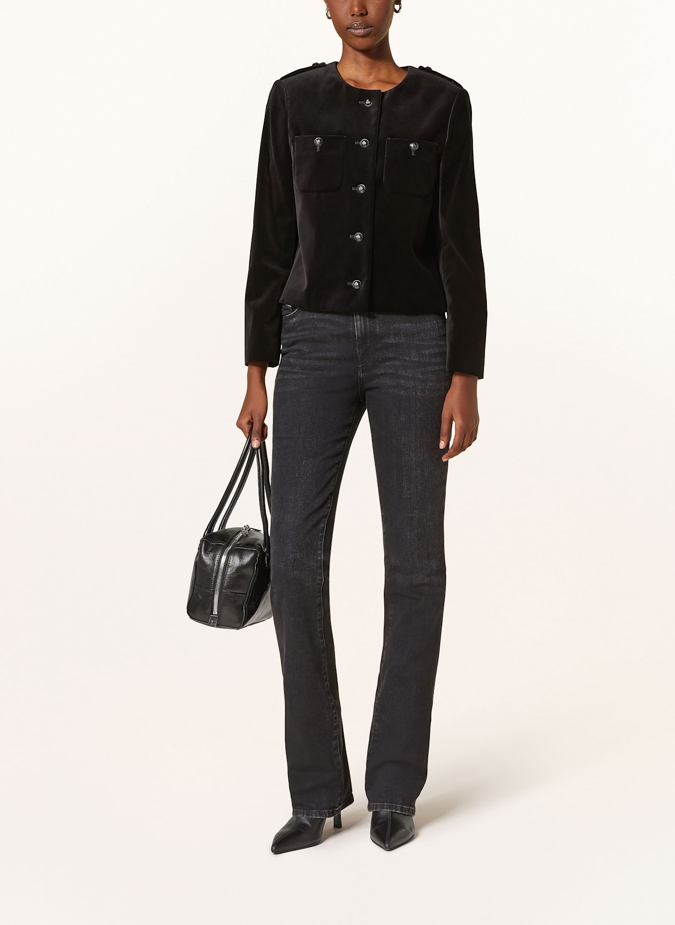REISS VIOLA velvet blazer in black