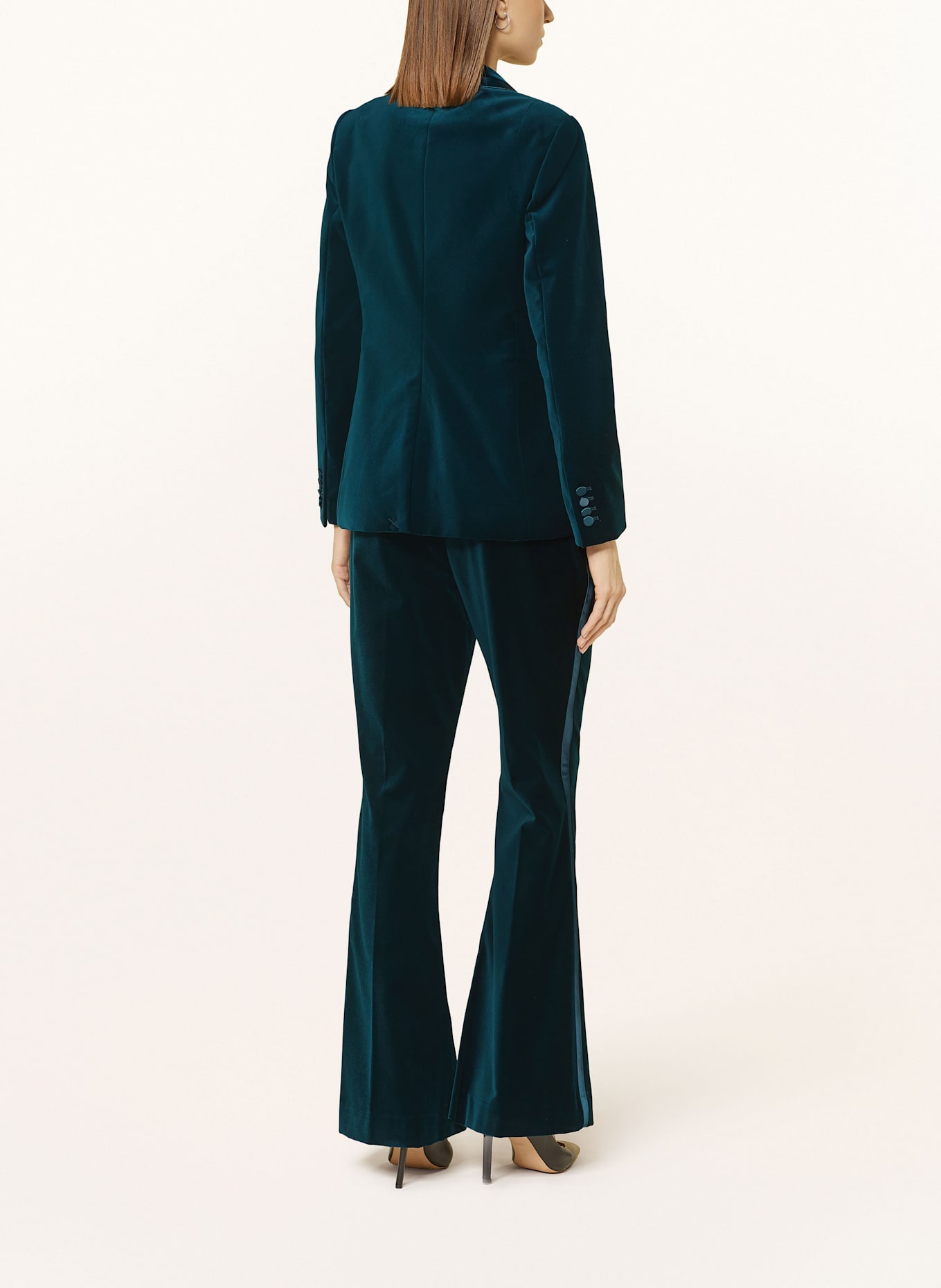REISS Spodnie marlena z aksamitu z lampasami: PETROL