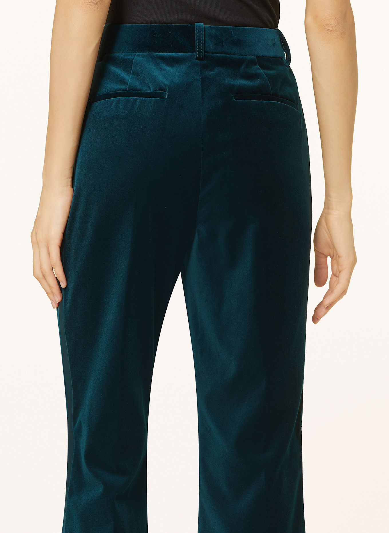 REISS Spodnie marlena z aksamitu z lampasami: PETROL