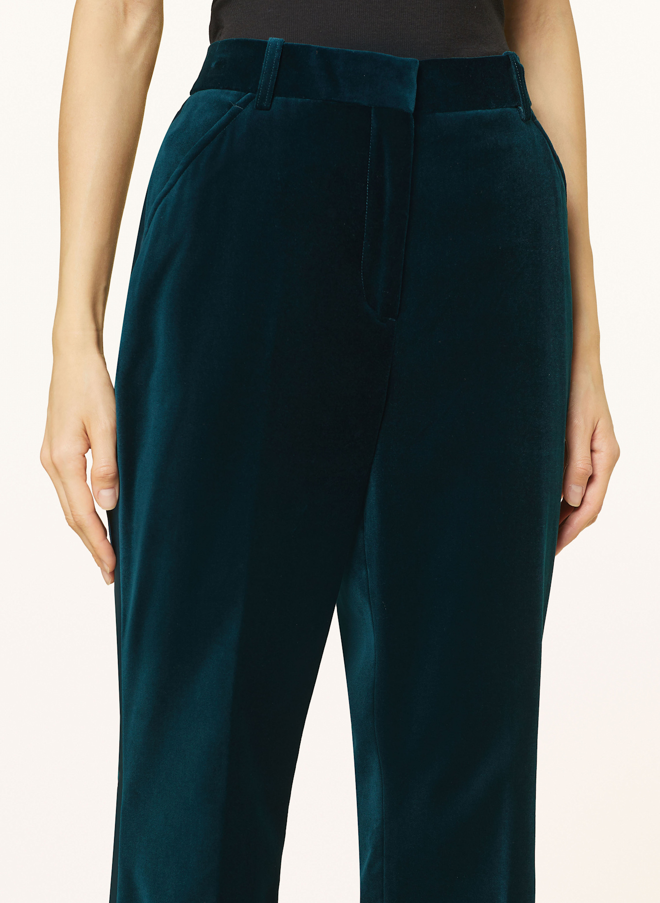 REISS Spodnie marlena z aksamitu z lampasami: PETROL