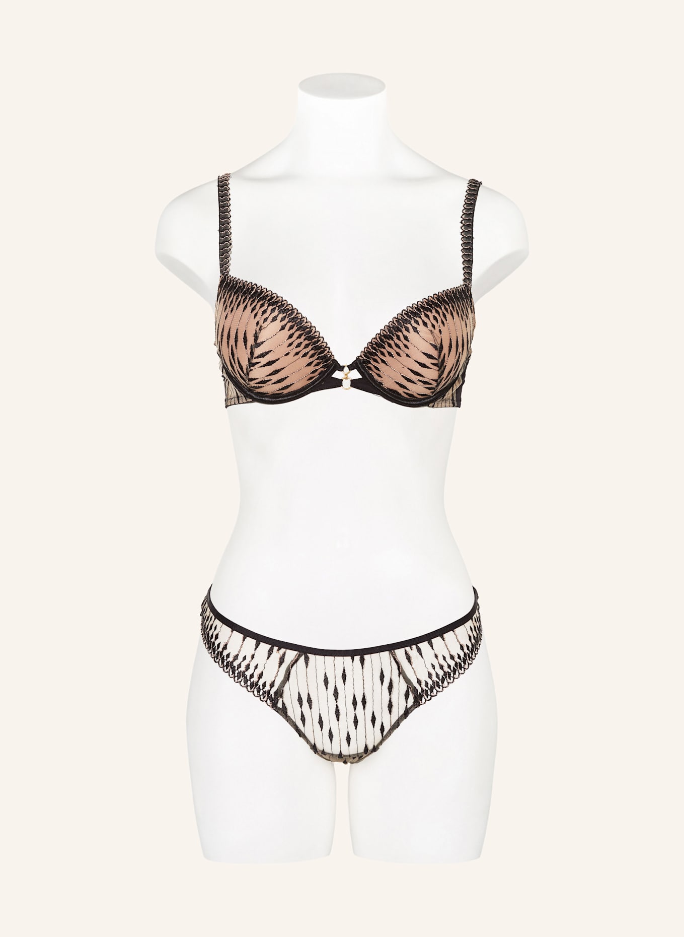 Aubade Push-up-BH VOODOO KISS mit Glitzergarn: SCHWARZ / BEIGE