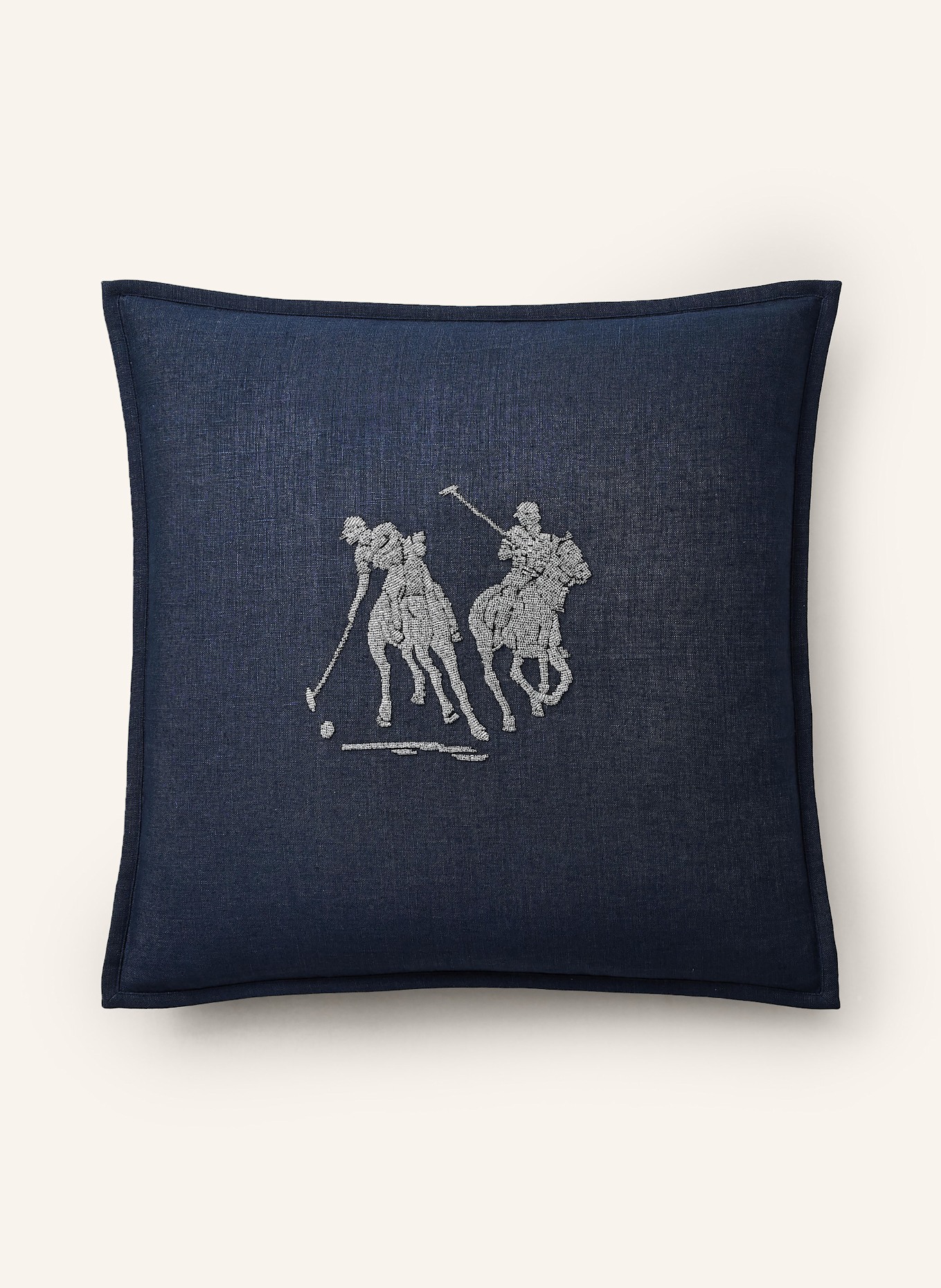RALPH LAUREN HOME Dekokissen GRIFFITH aus Leinen: DUNKELBLAU / SILBER