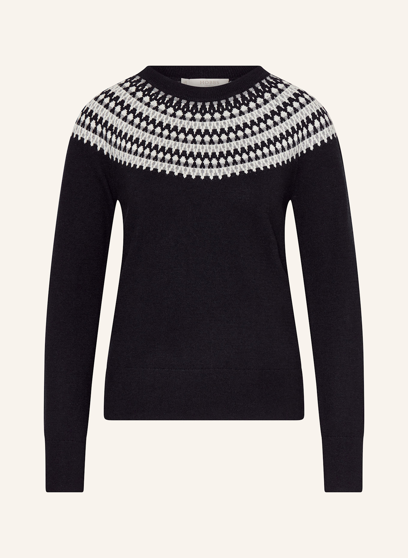 HOBBS Sweater GRETA with merino wool in dark blue white silver