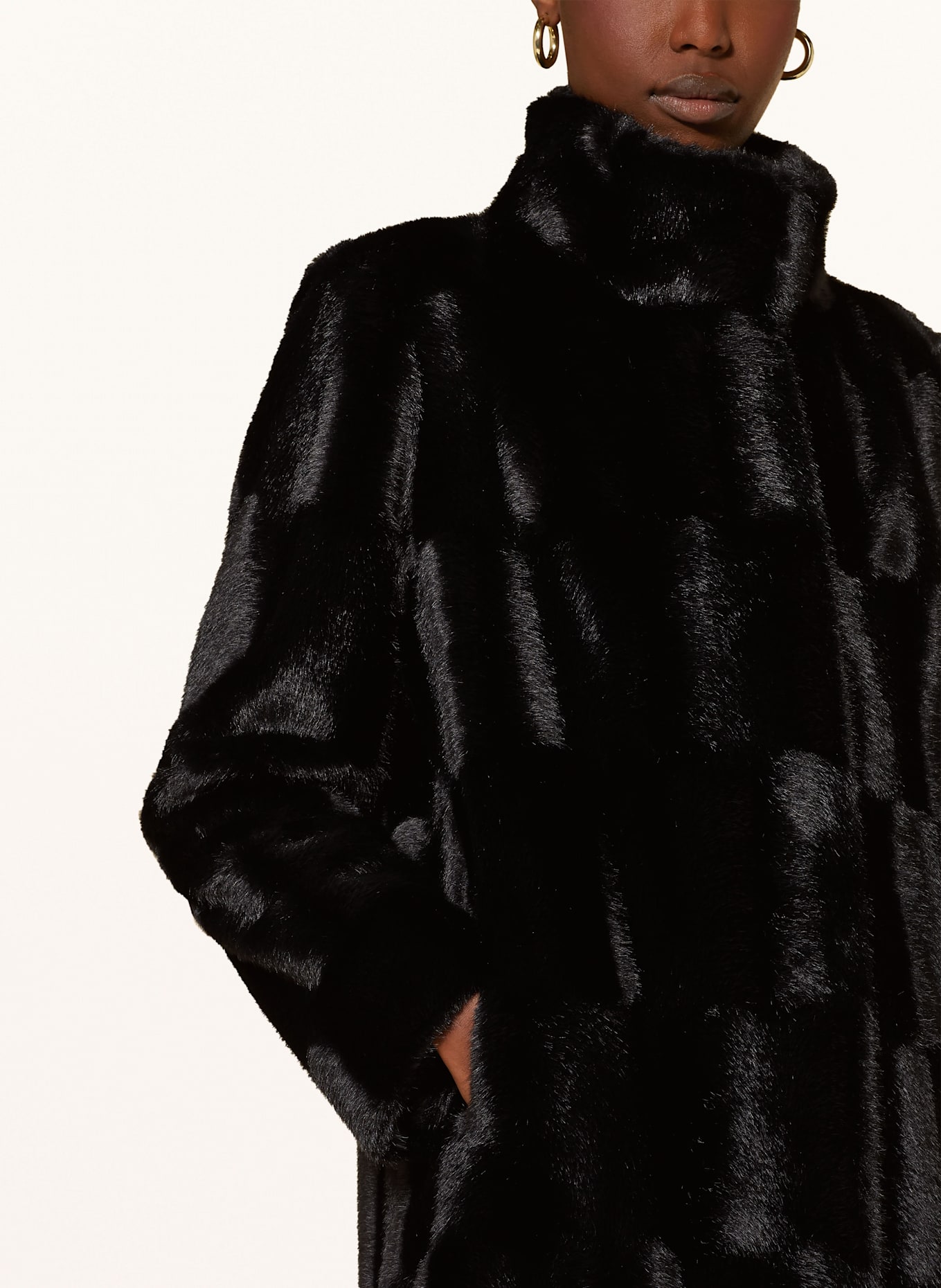 HOBBS Kunstpelz-Mantel ROSANNE: SCHWARZ