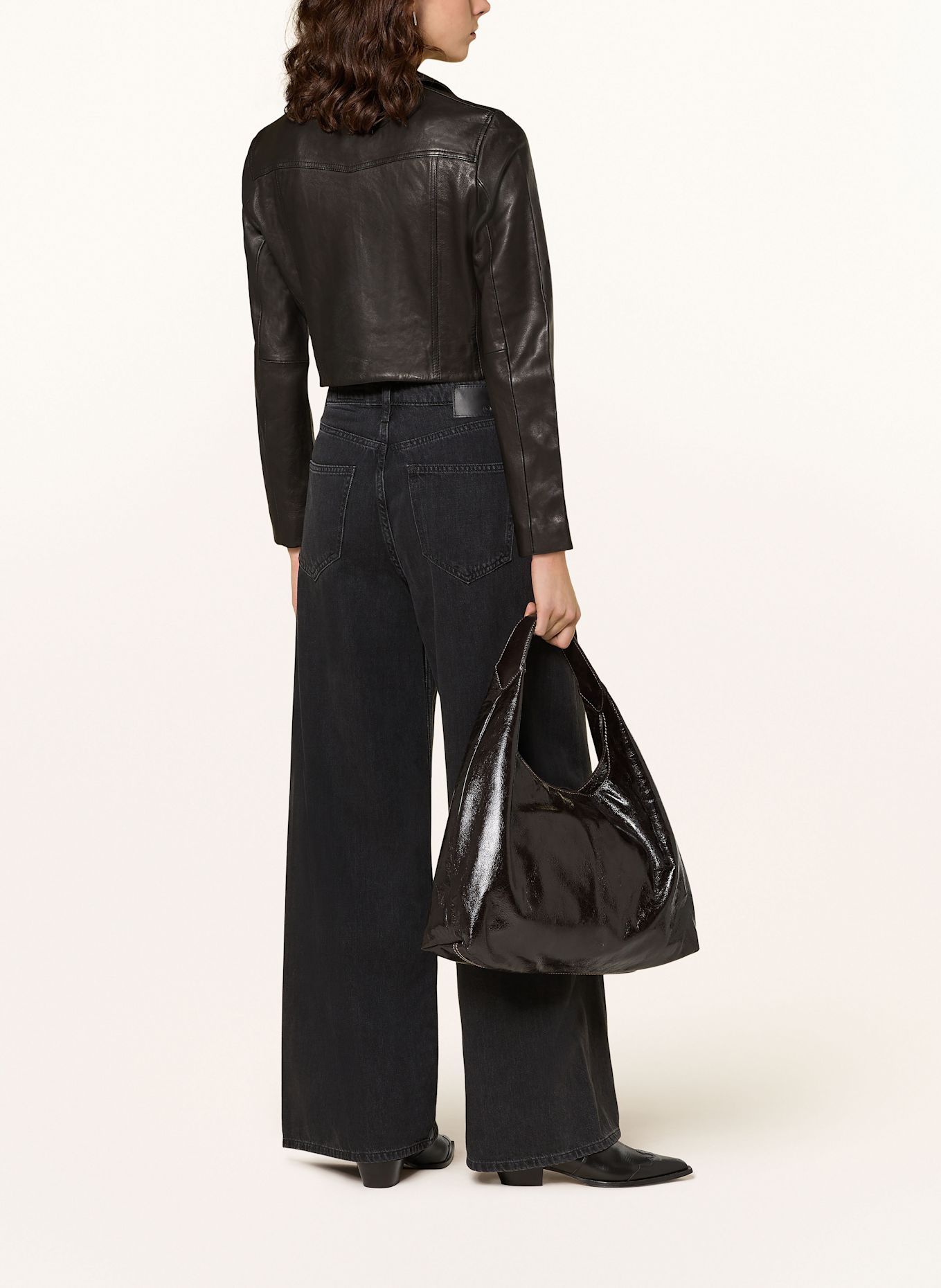 ALLSAINTS Cropped-Lederjacke ELORA: SCHWARZ
