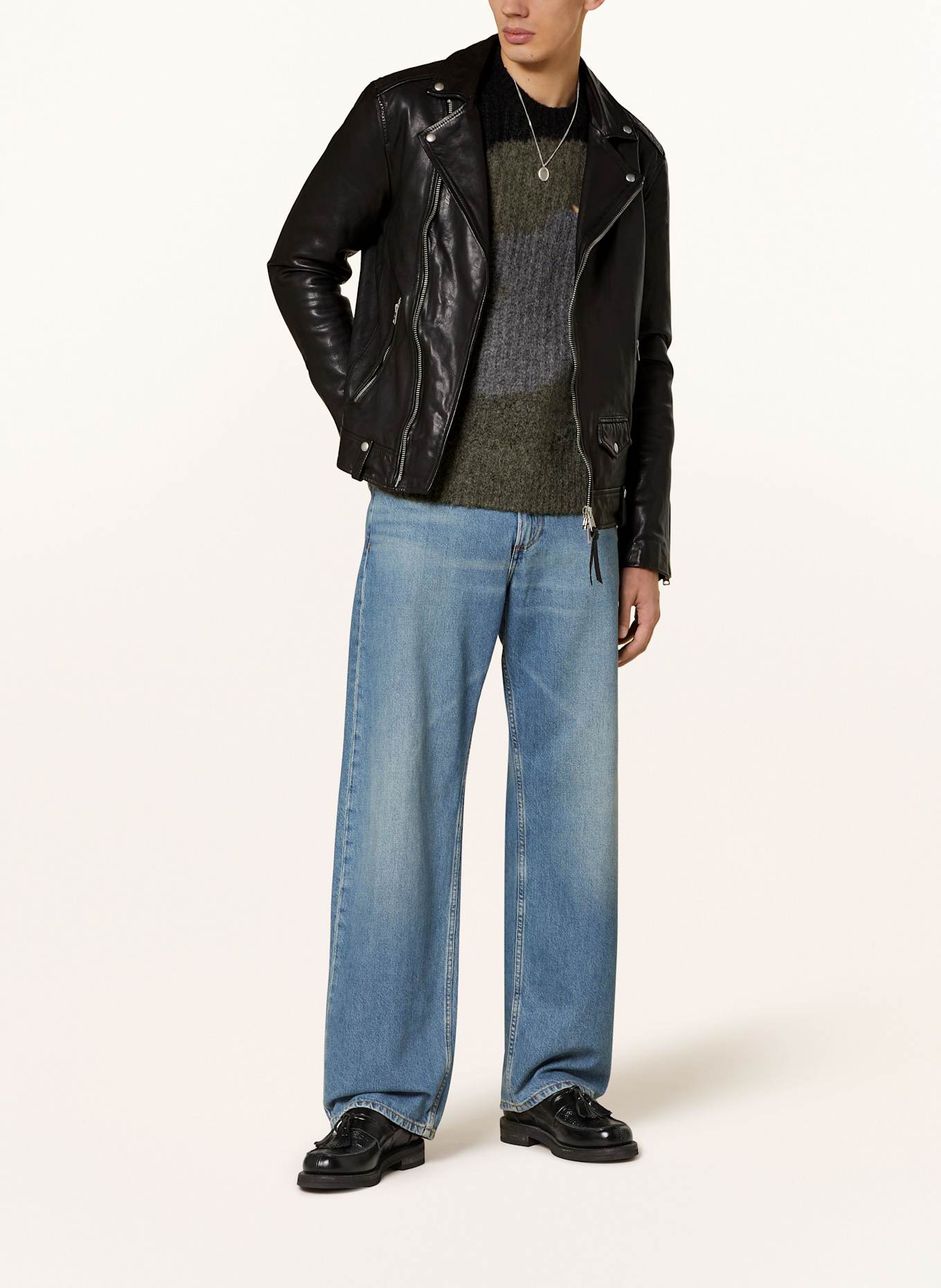 ALLSAINTS Kurtka skórzana MILO BIKER: CZARNY