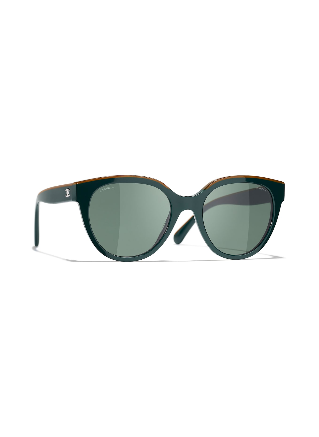 CHANEL Cat-eye shaped sunglasses: 179571 - DARK GREEN/ GREEN