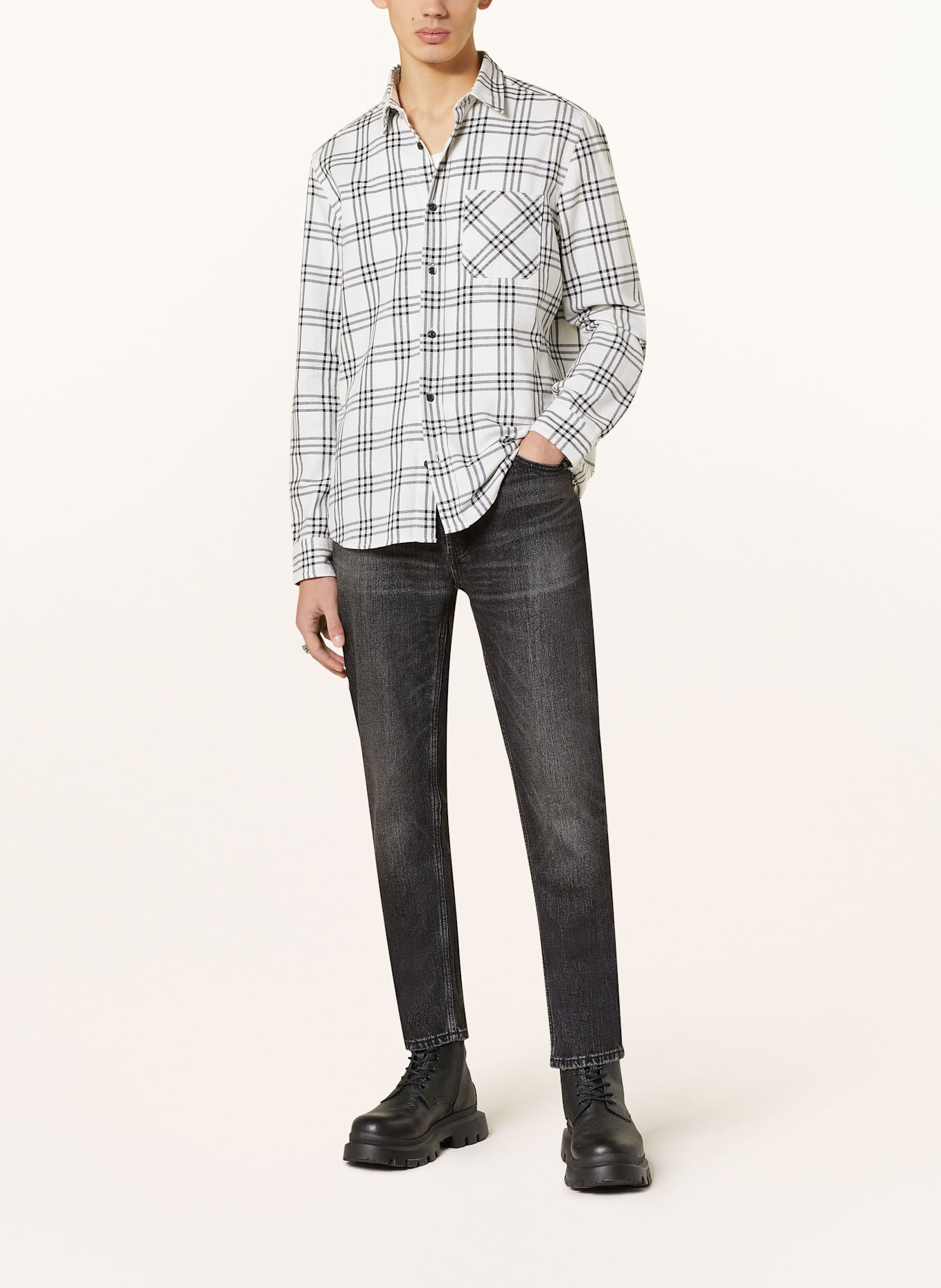 HUGO Shirt EMERO straight fit: BLACK / WHITE
