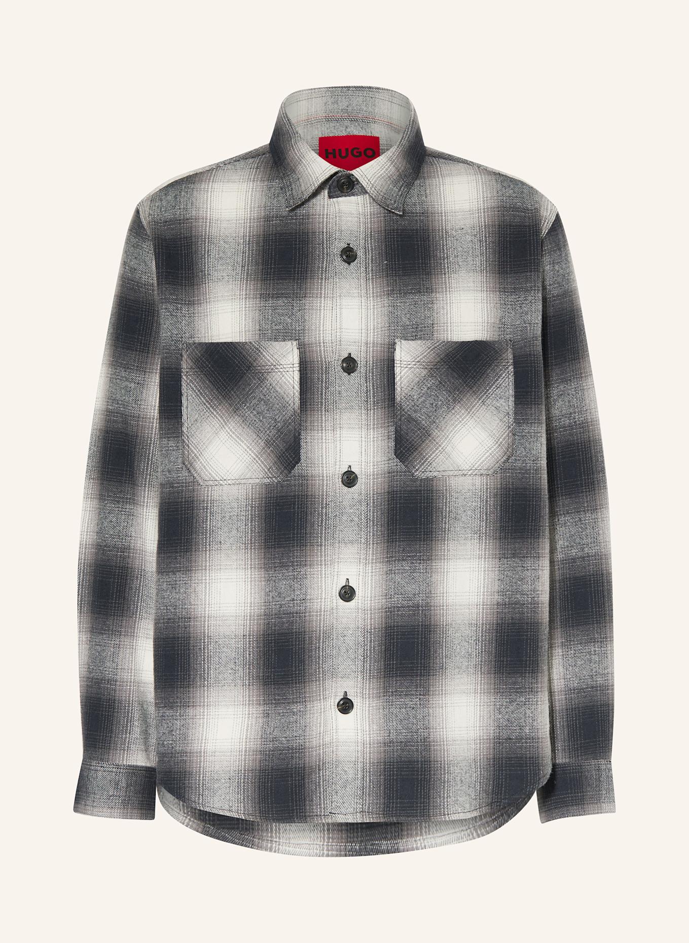 HUGO Flannel overshirt ERATO: GRAY / BLACK / ECRU