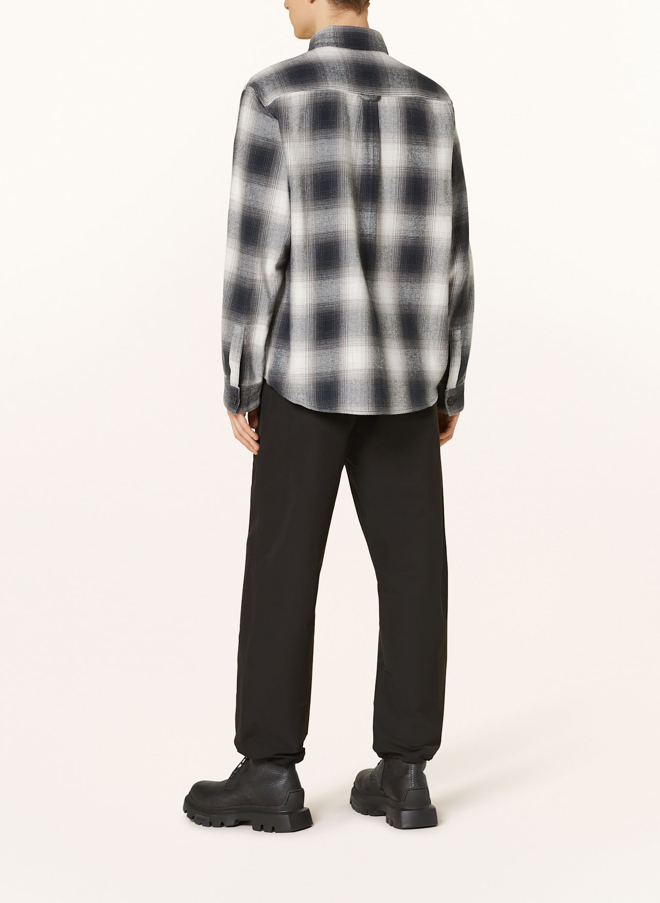 HUGO Flannel overshirt ERATO: GRAY / BLACK / ECRU