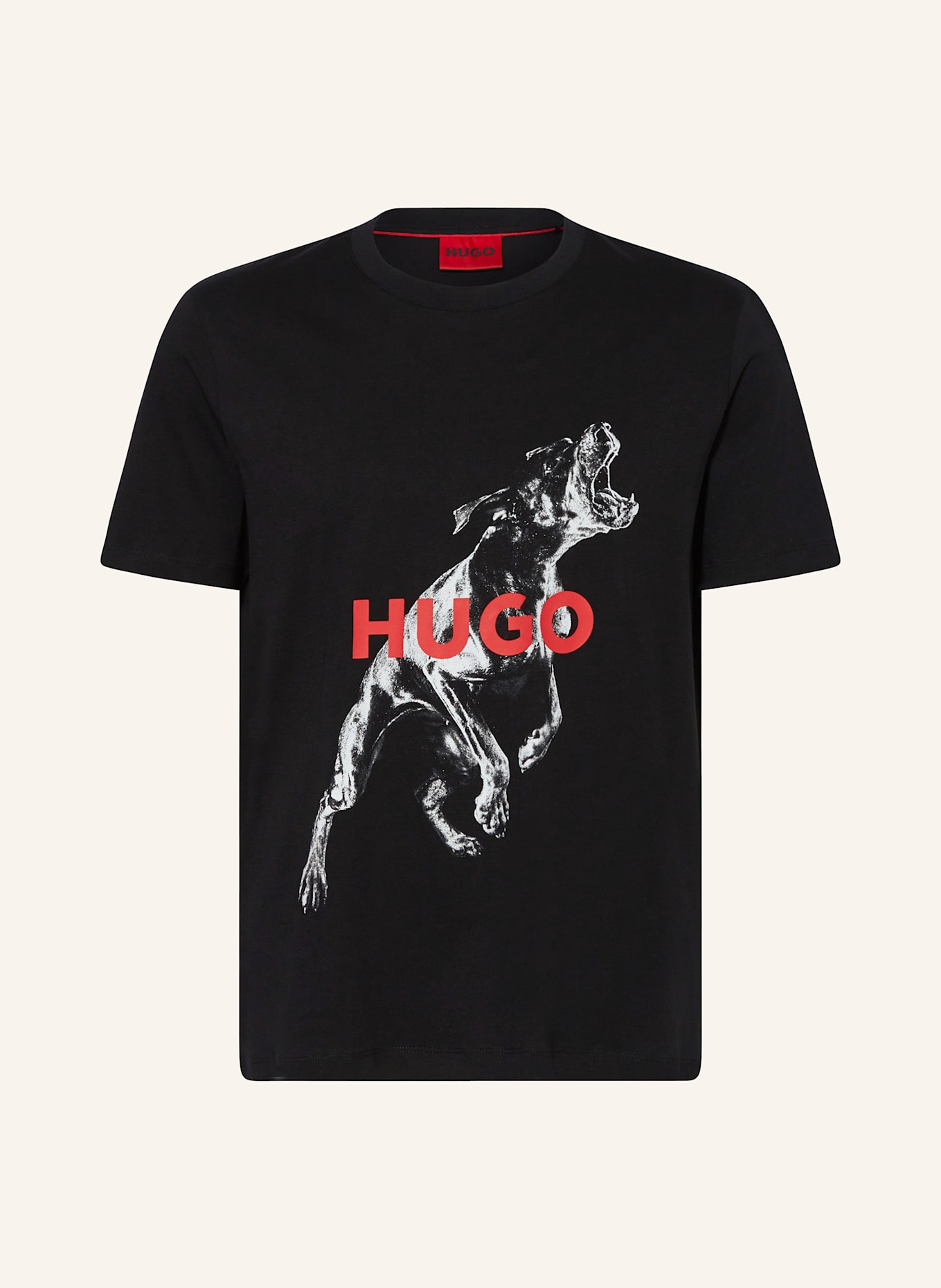 HUGO T-shirt DEYLADEC in black/ red/ light gray