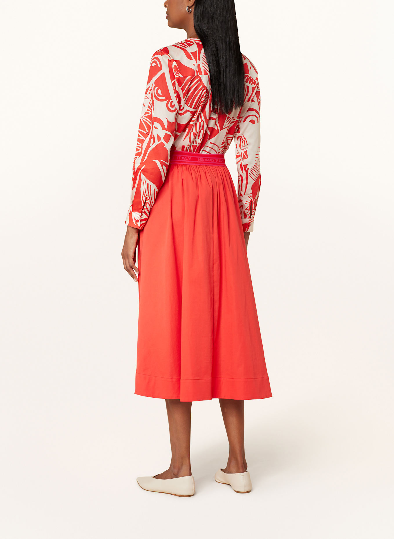 MILANO ITALY Blouse: RED / ECRU