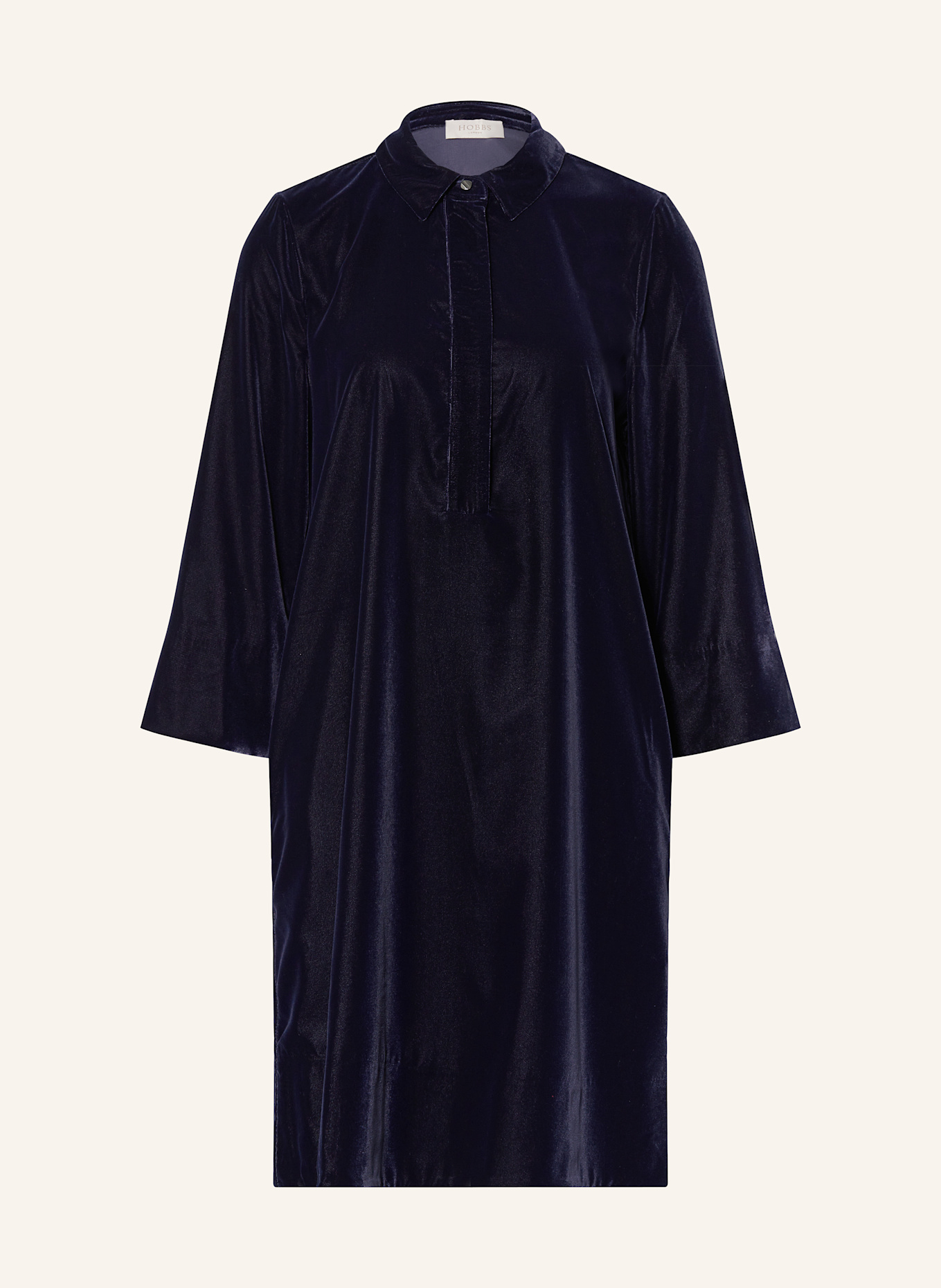 HOBBS Velvet dress MARCIELLA with 3/4 sleeves: DARK BLUE