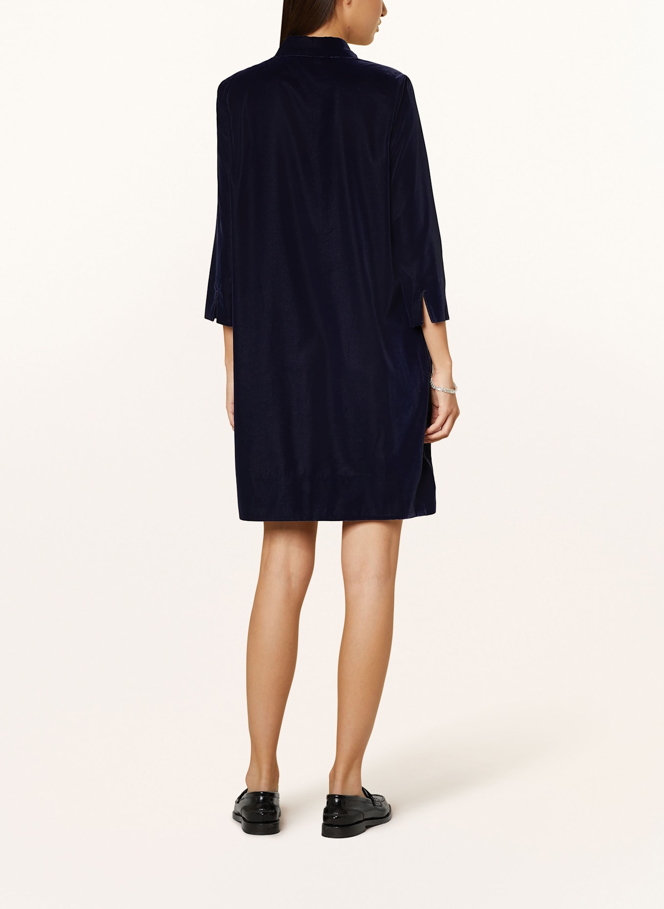 HOBBS Velvet dress MARCIELLA with 3/4 sleeves: DARK BLUE