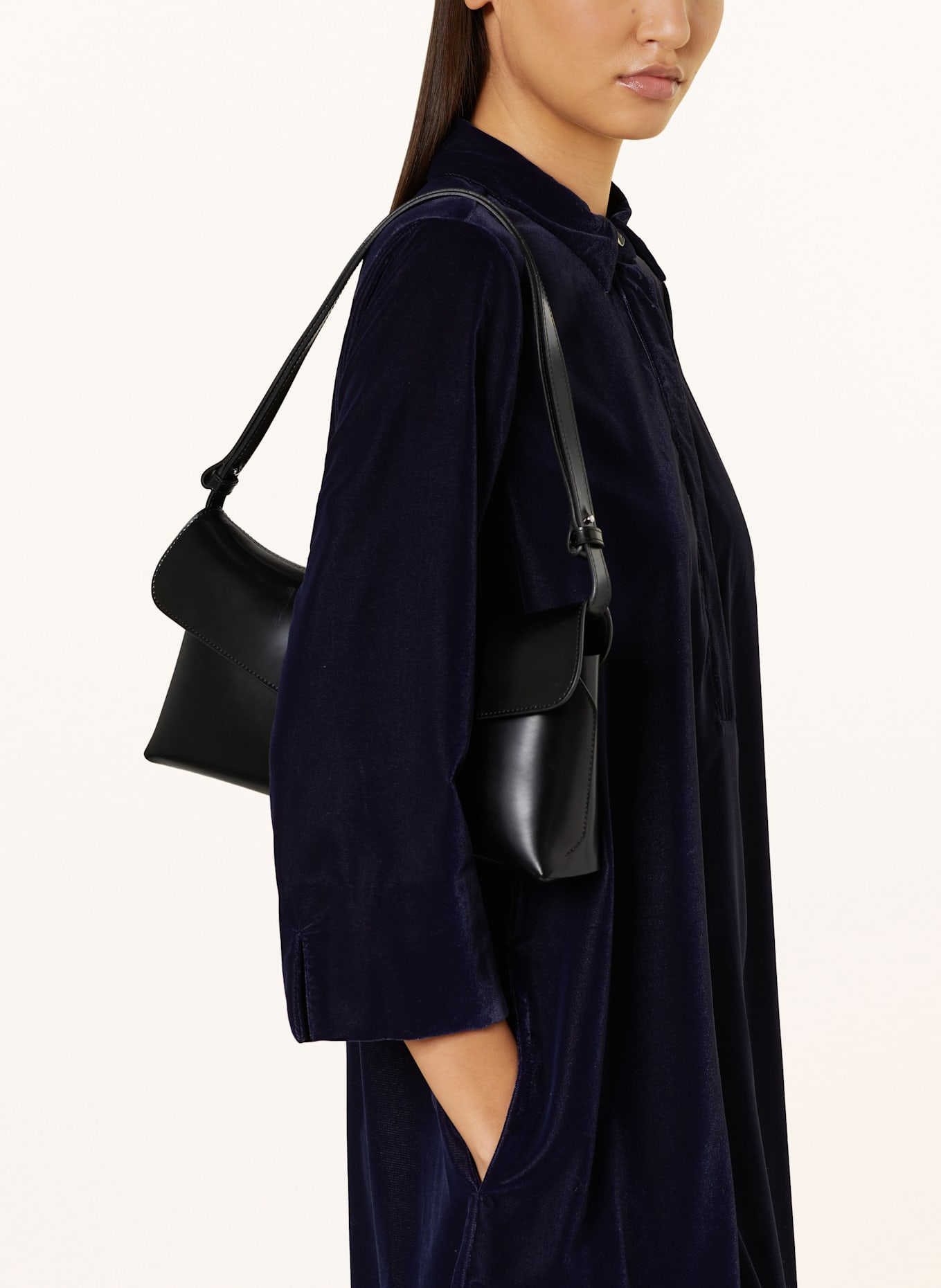 HOBBS Velvet dress MARCIELLA with 3/4 sleeves: DARK BLUE