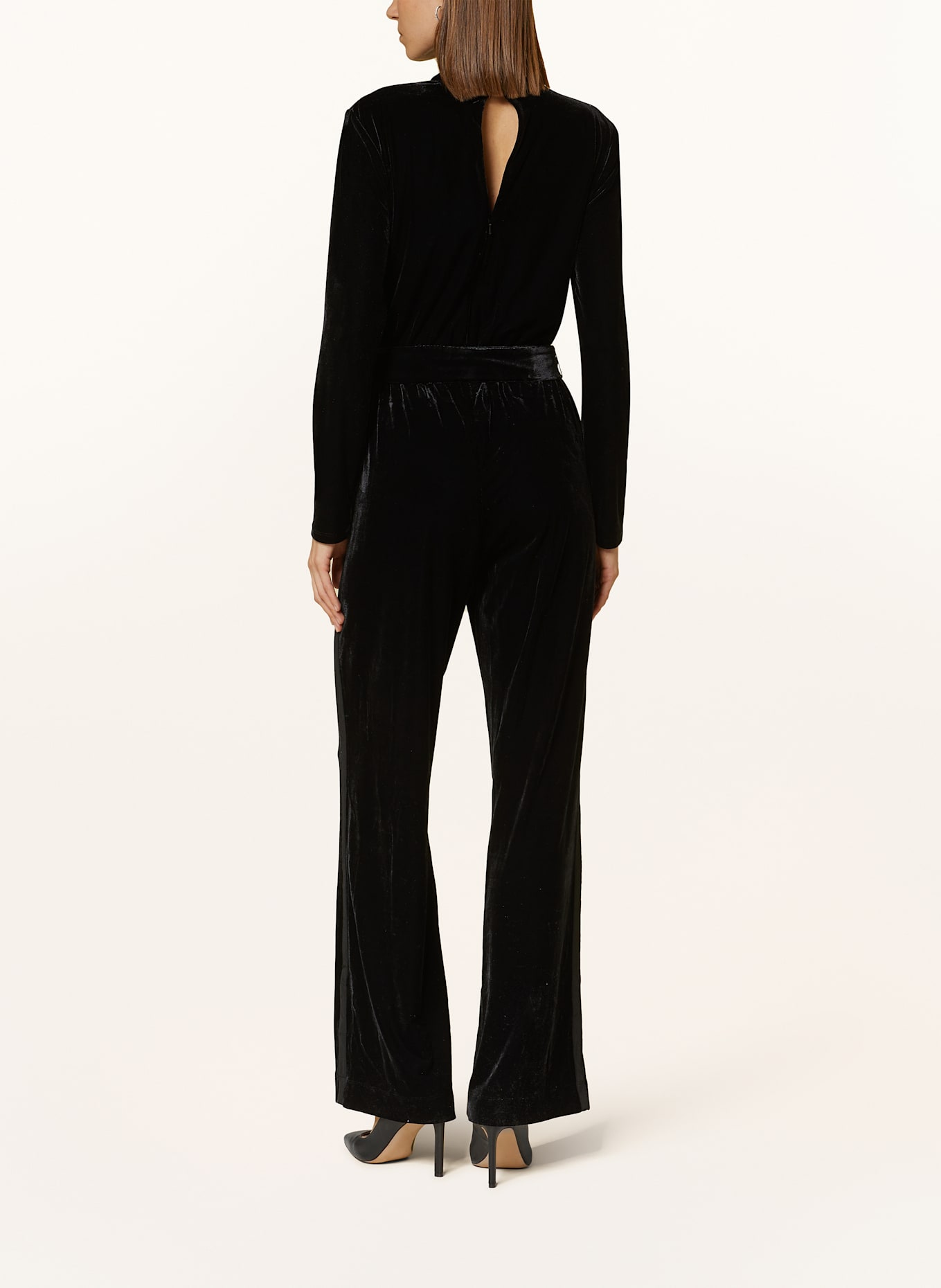 REISS Velvet jumpsuit in black