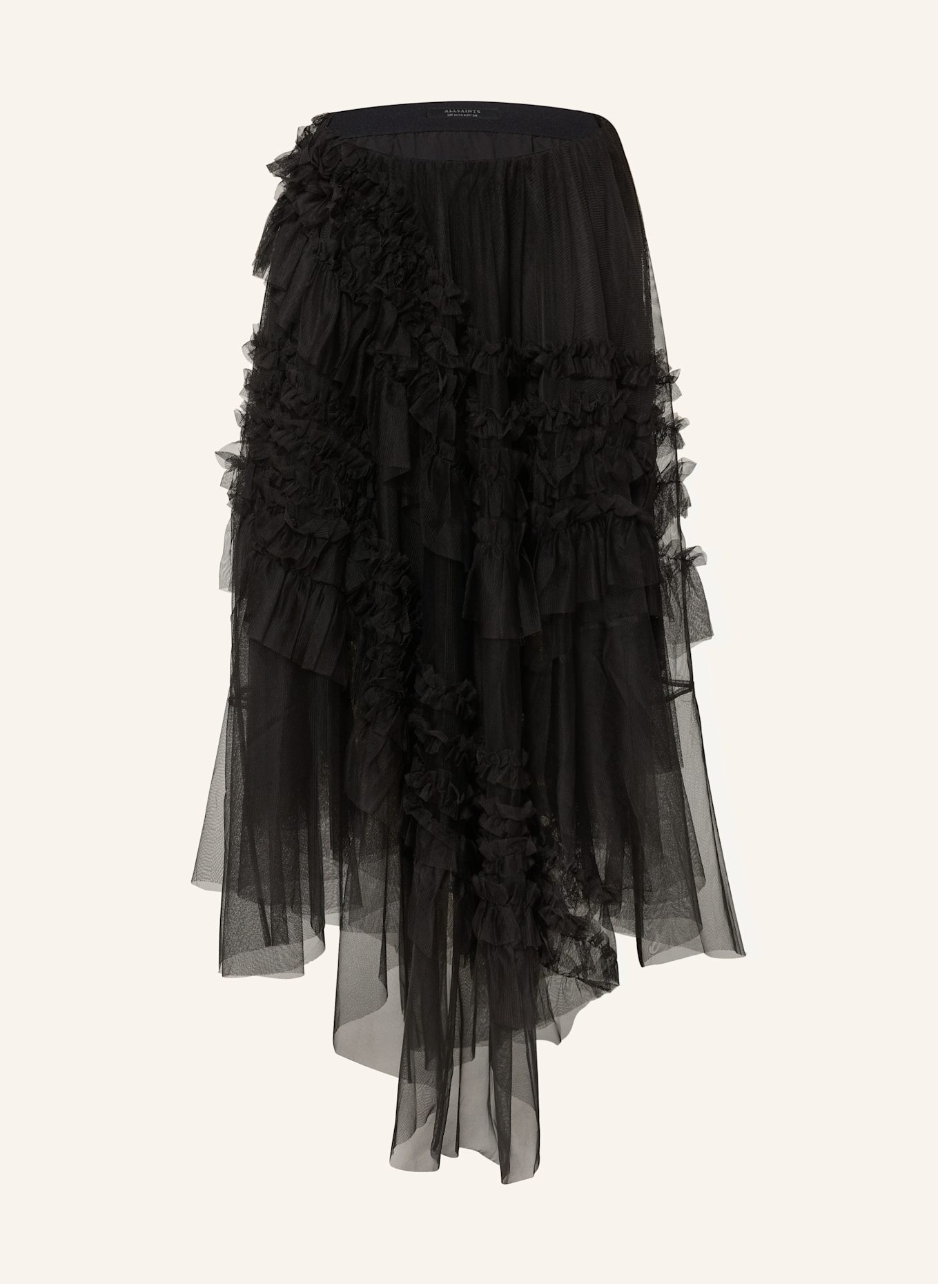 ALLSAINTS JEN tulle skirt with ruffles in black