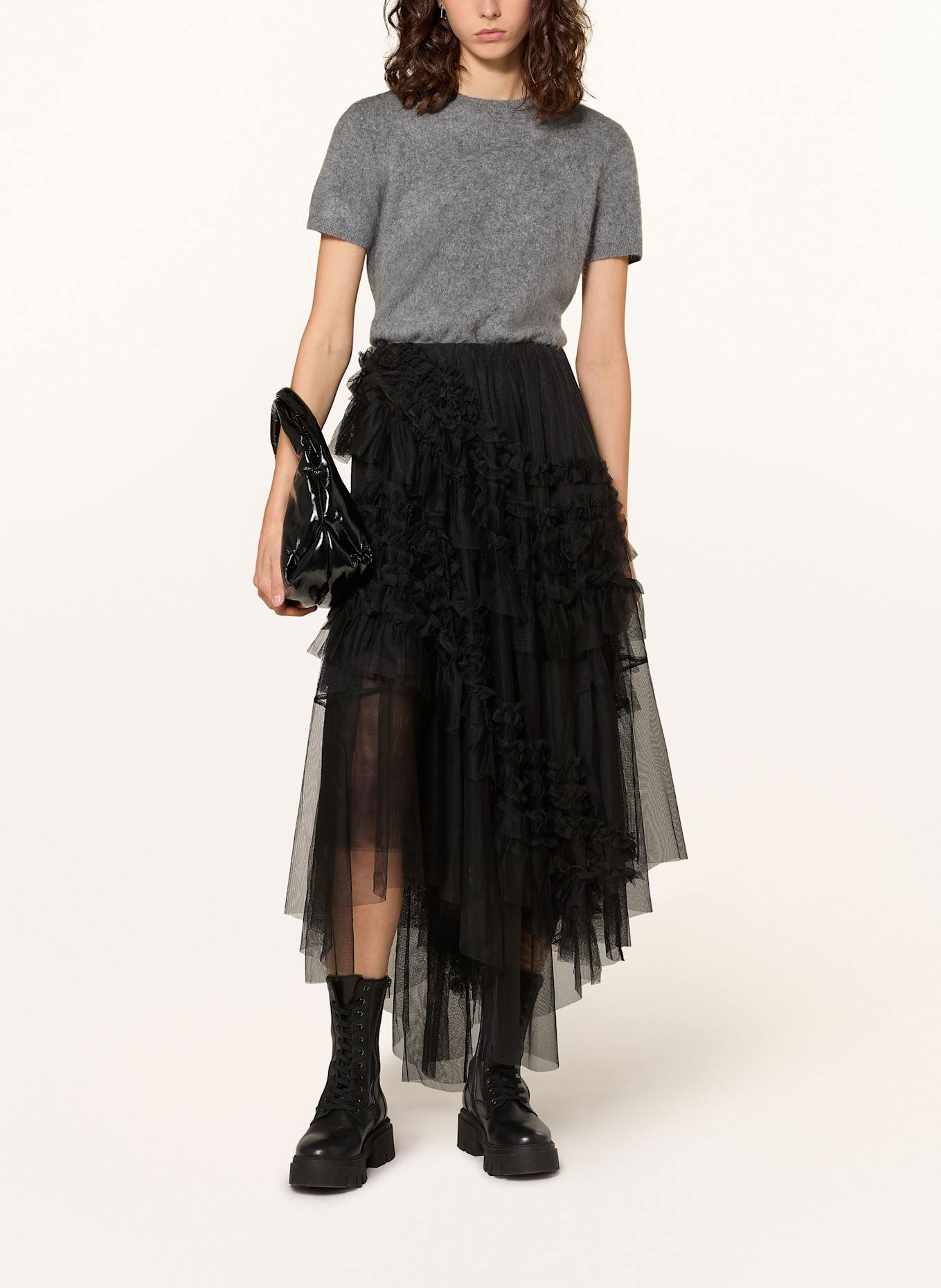ALLSAINTS Tüllrock JEN mit Rüschen: SCHWARZ