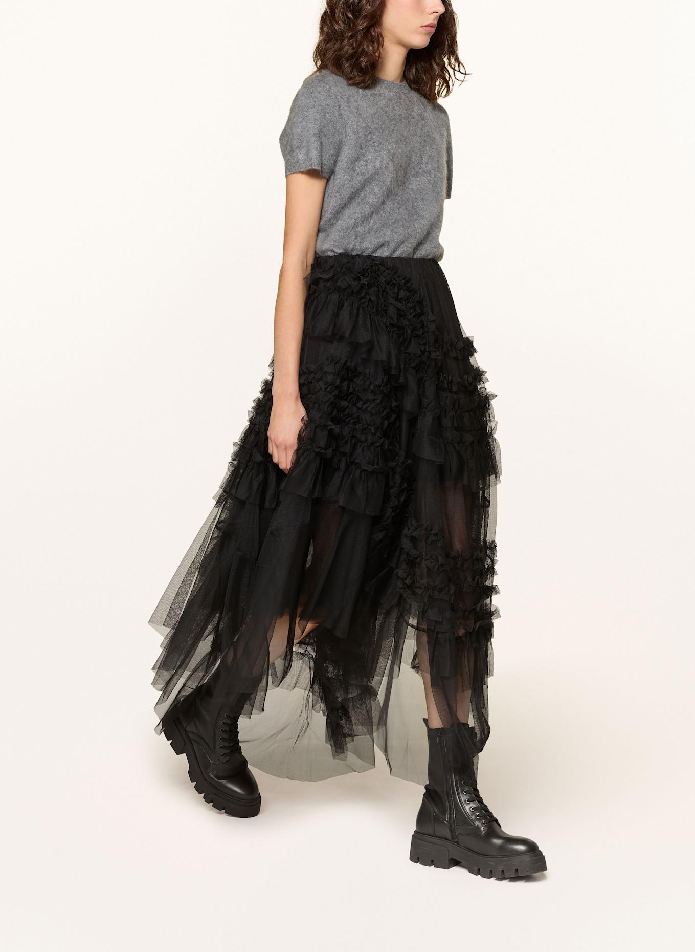 ALLSAINTS JEN tulle skirt with ruffles in black