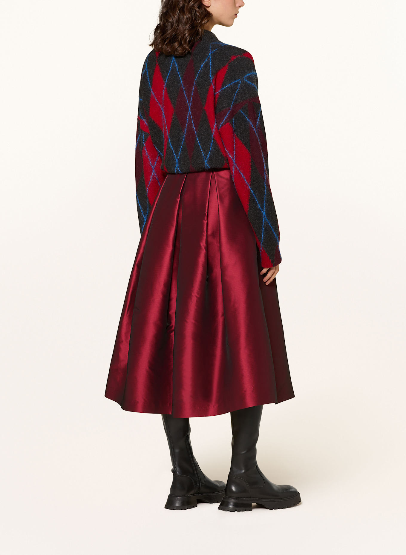 LUNATICA MILANO Satin skirt, Color: DARK RED (Image 3)