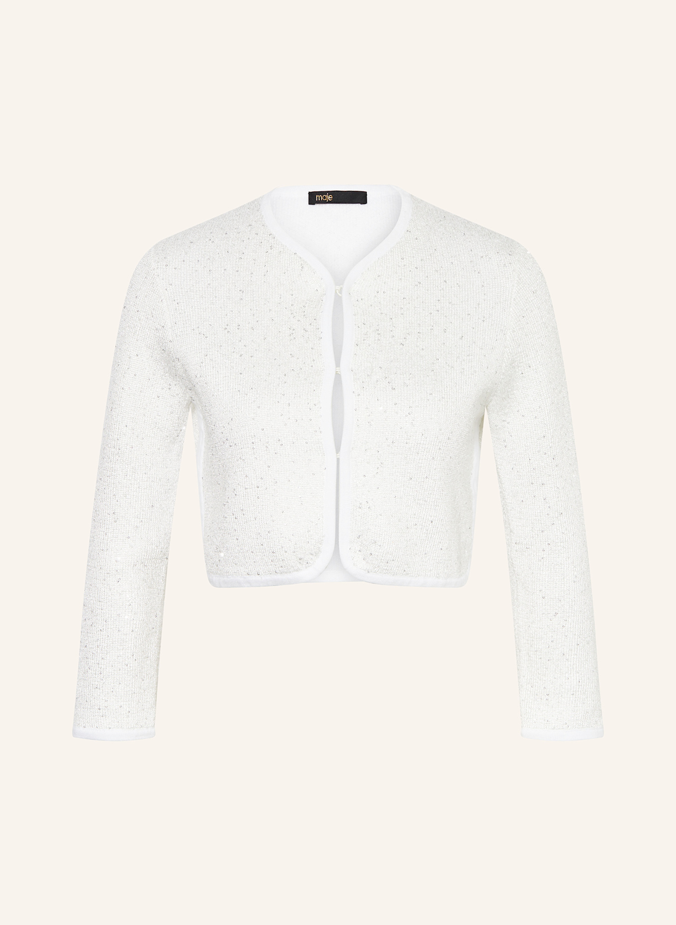 maje Strick-Bolero mit Pailletten: WEISS/ SILBER