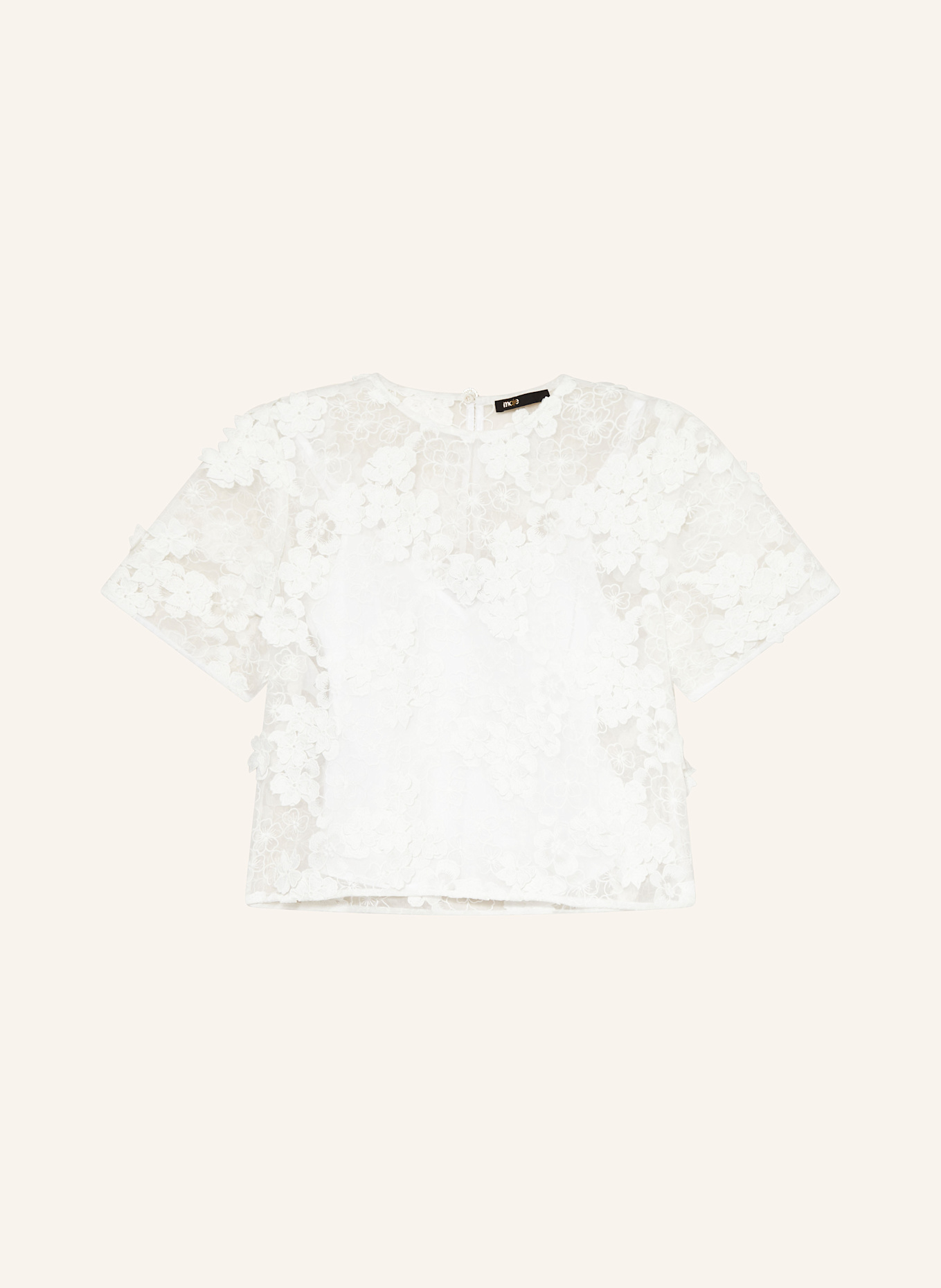 maje Blusenshirt aus Spitze mit Schmucksteinen: WEISS