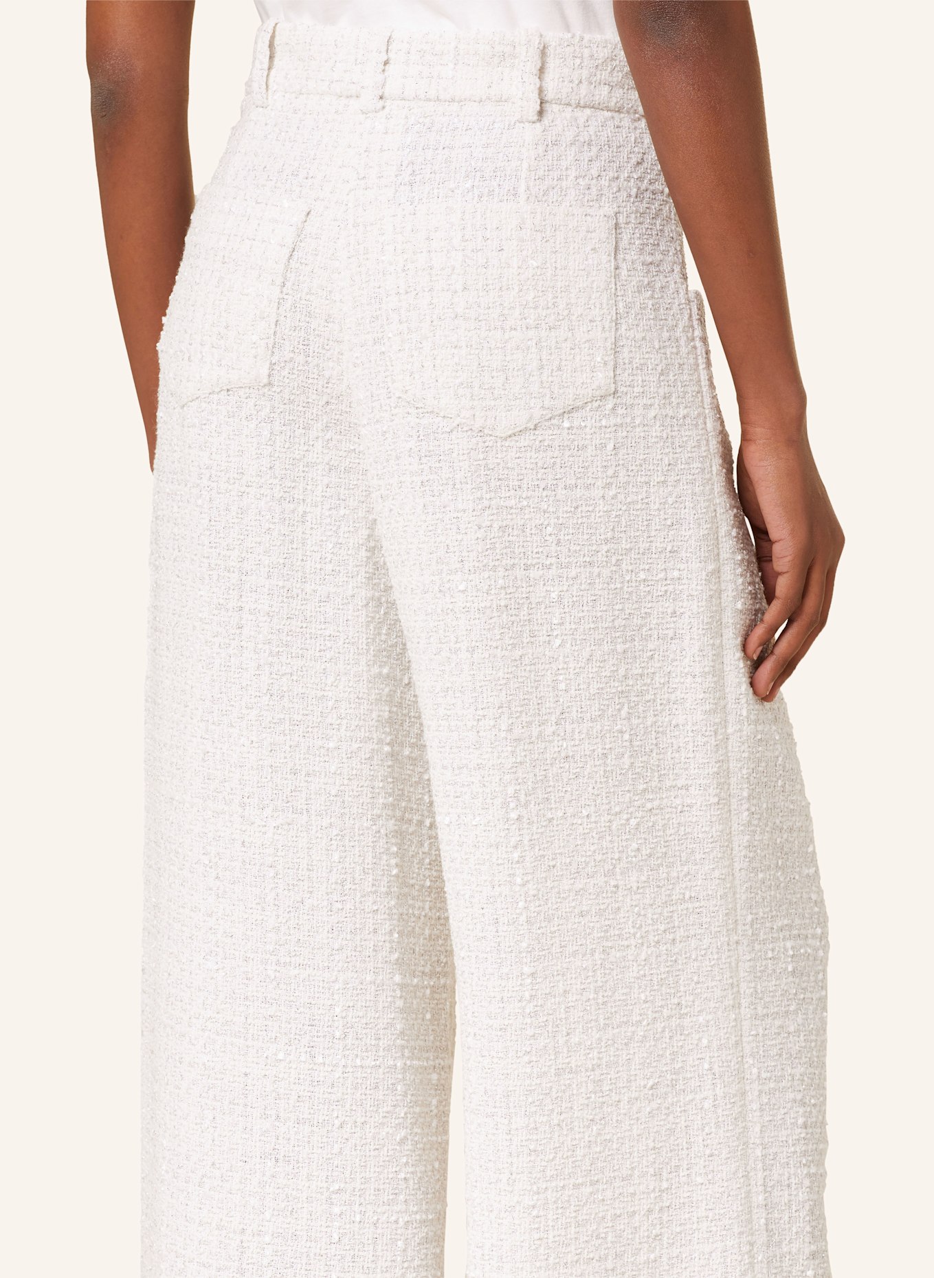 maje Marlenehose mit Bouclé und Glitzergarn: ECRU