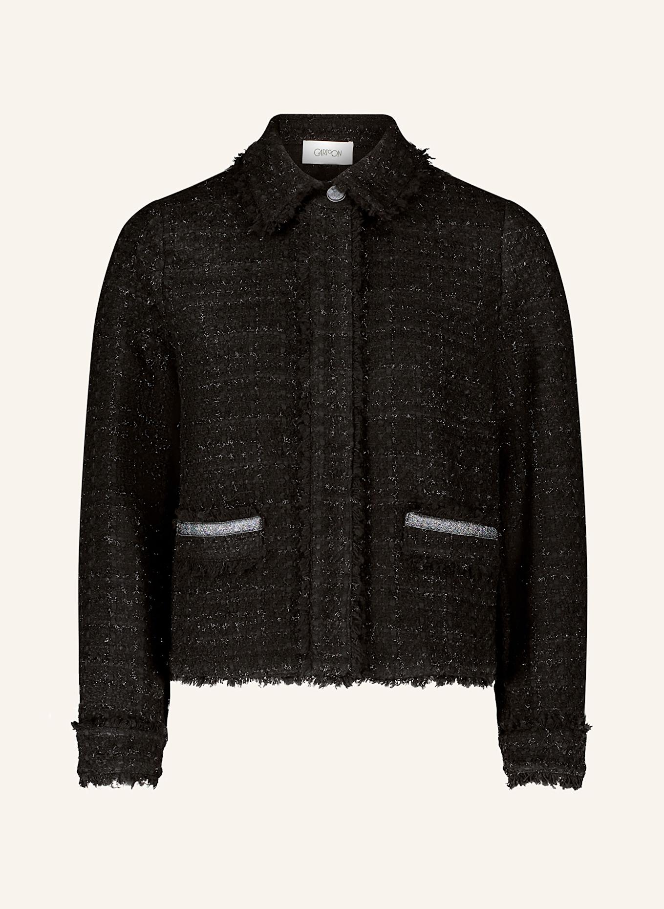 CARTOON Tweed jacket with glitter thread in black