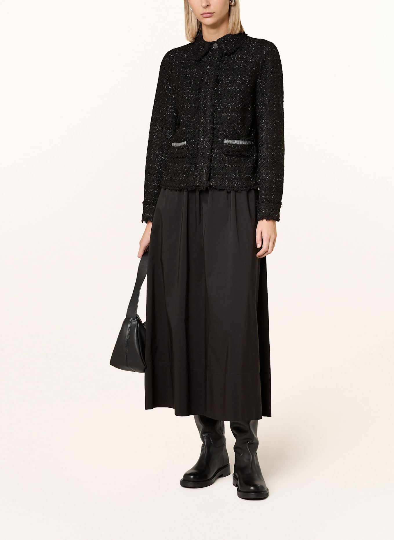 シェリエGlitter tweed jacket Black美品 Smith & Soul Tweed jacket with glitter thread in black/ gray