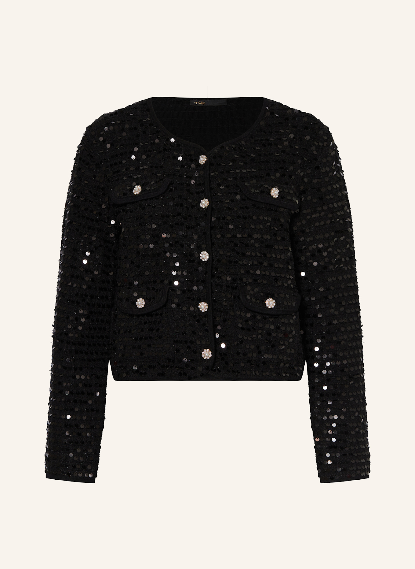 maje Tweed-Jacke mit Pailletten: SCHWARZ