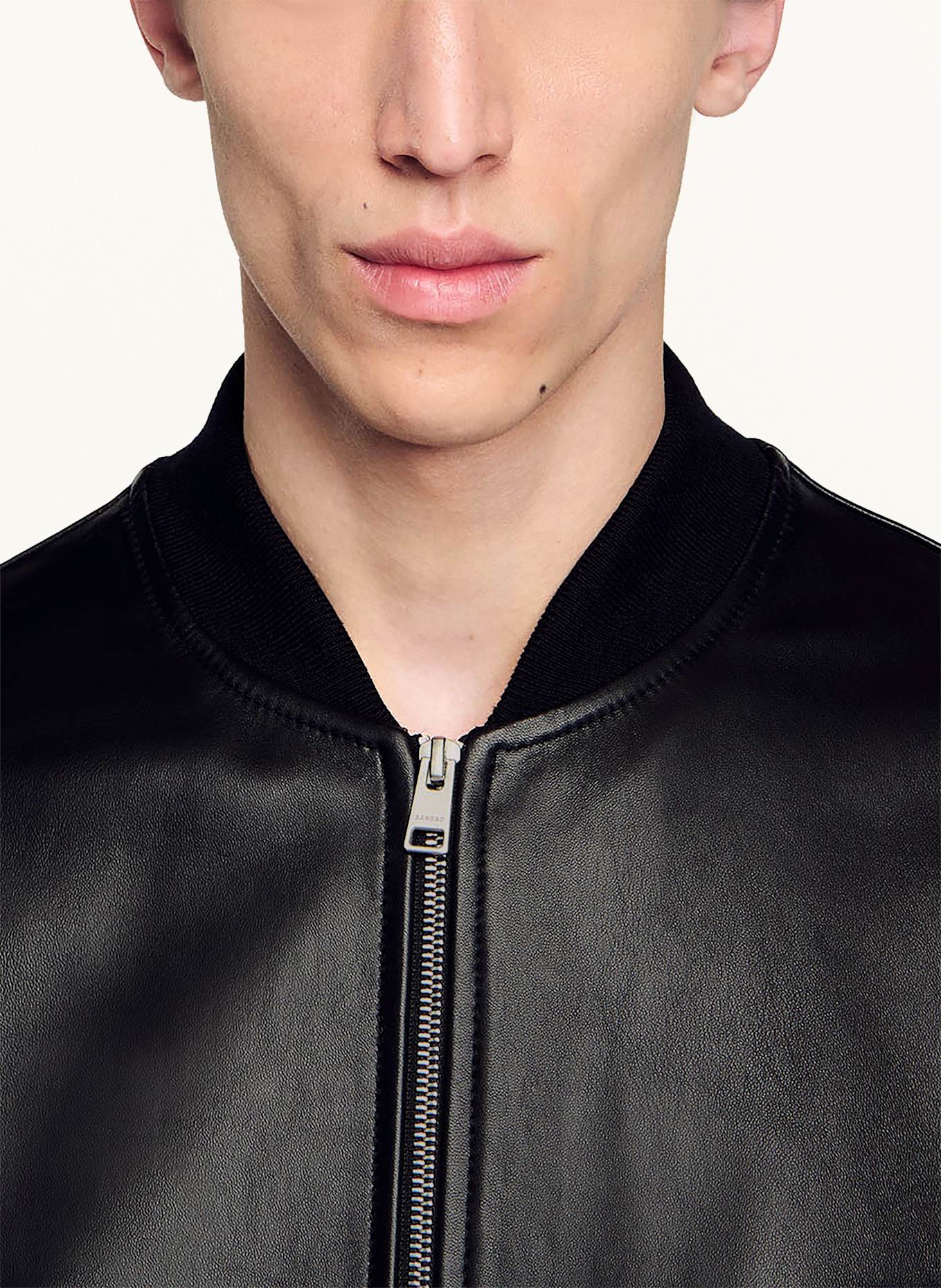 SANDRO Lederblouson: SCHWARZ