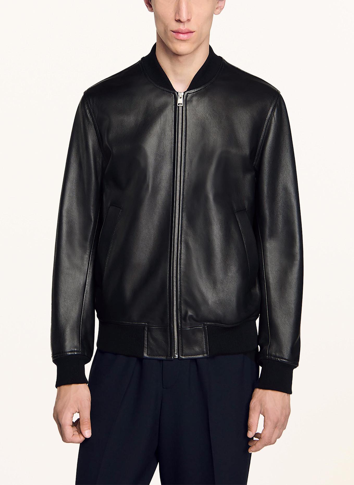 SANDRO Lederblouson: SCHWARZ
