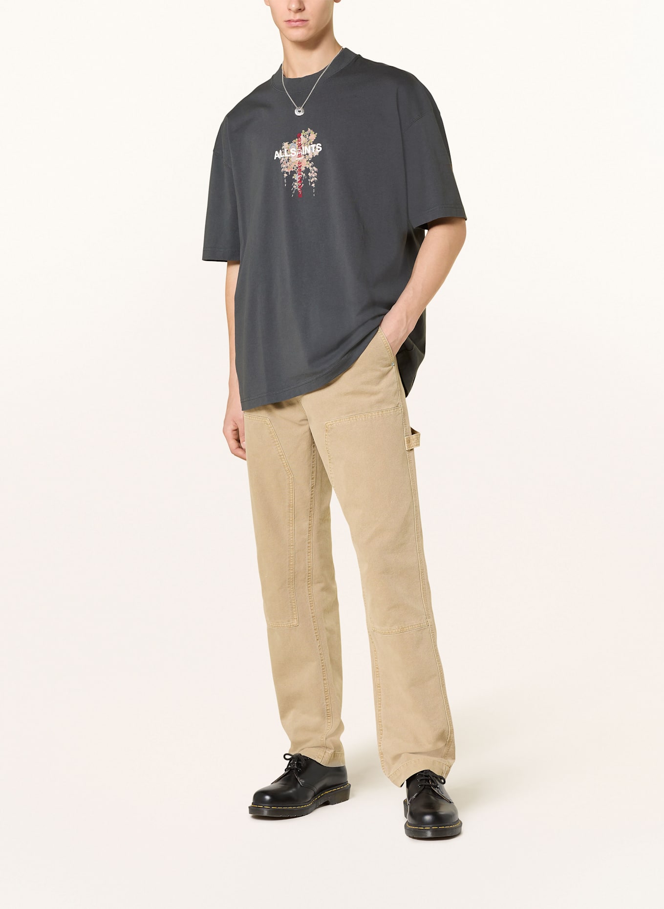 ALLSAINTS Oversized-Shirt ETERNAL: GRAU / WEISS / ROT