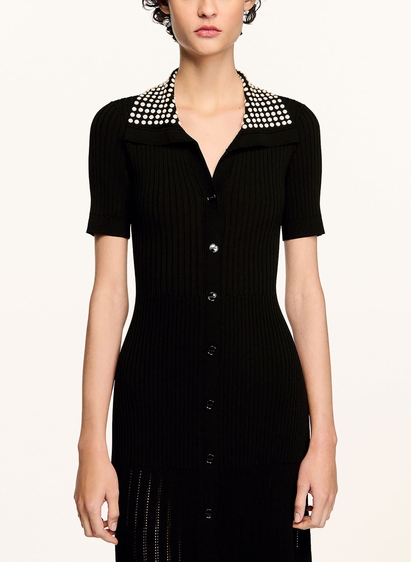 SANDRO Strickkleid: SCHWARZ